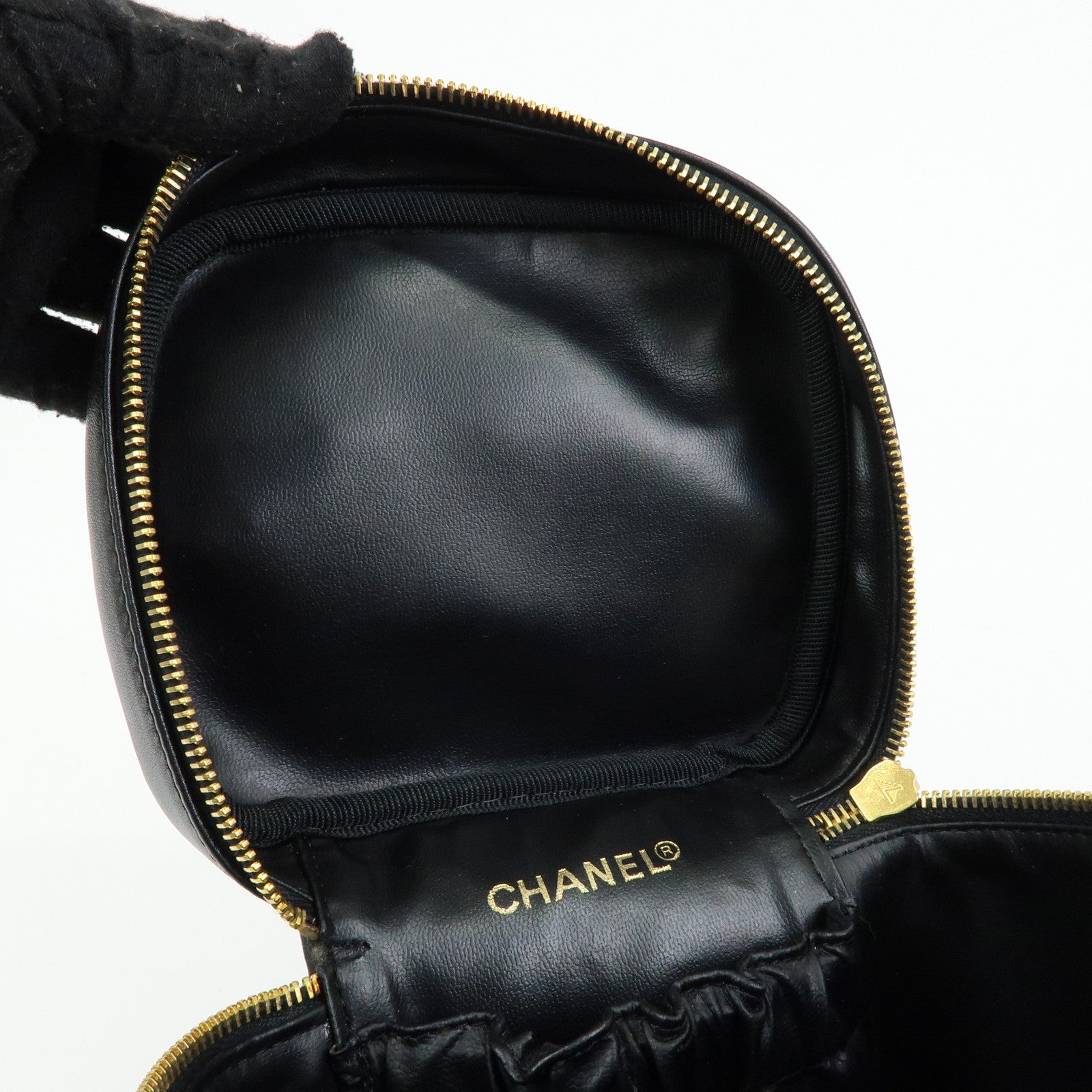 CHANEL COCO Mark Bicolore Lamb Skin Vanity Bag Hand Bag A01619