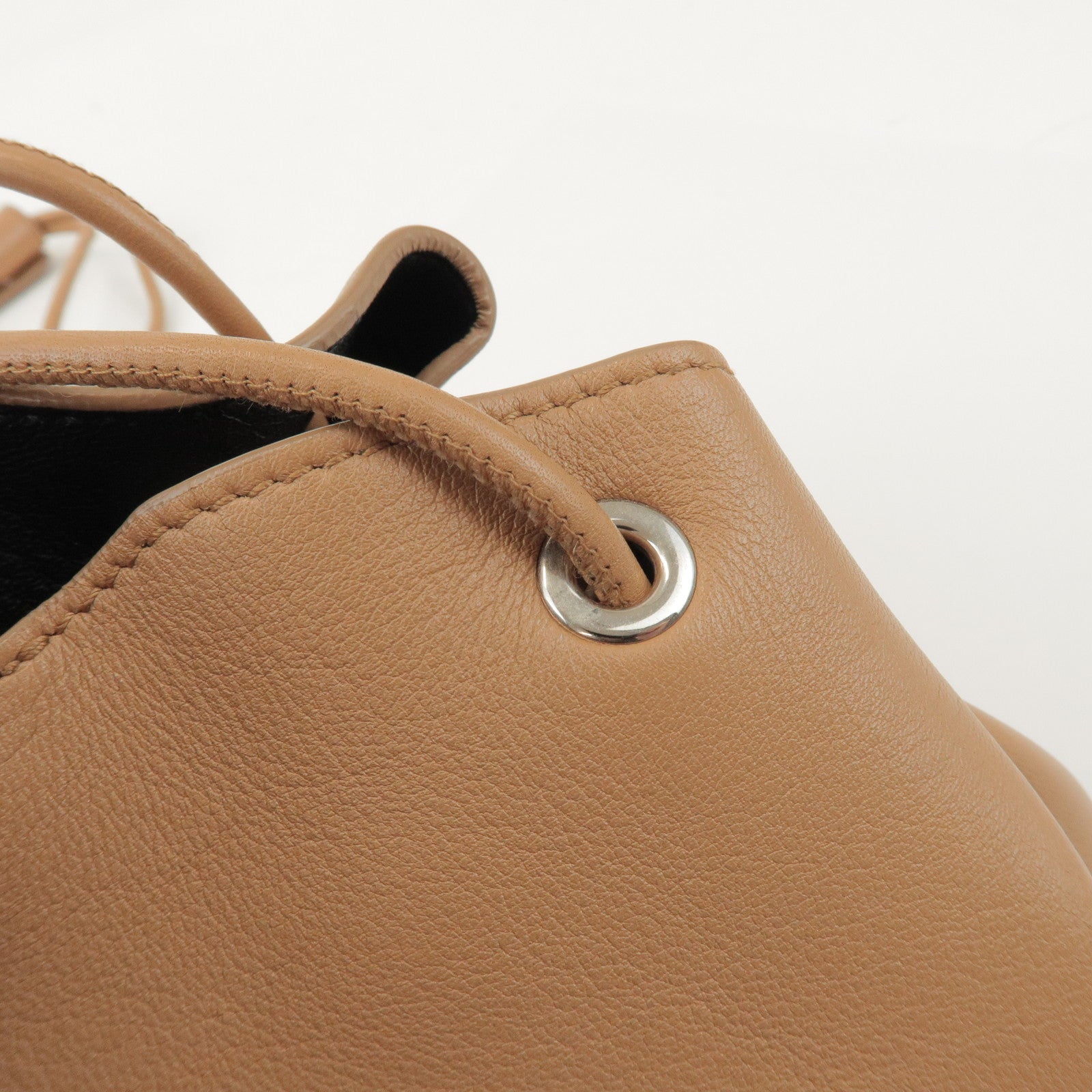 JIL SANDER Drawstring Leather Shoulder Crossbody Bag Light Brown