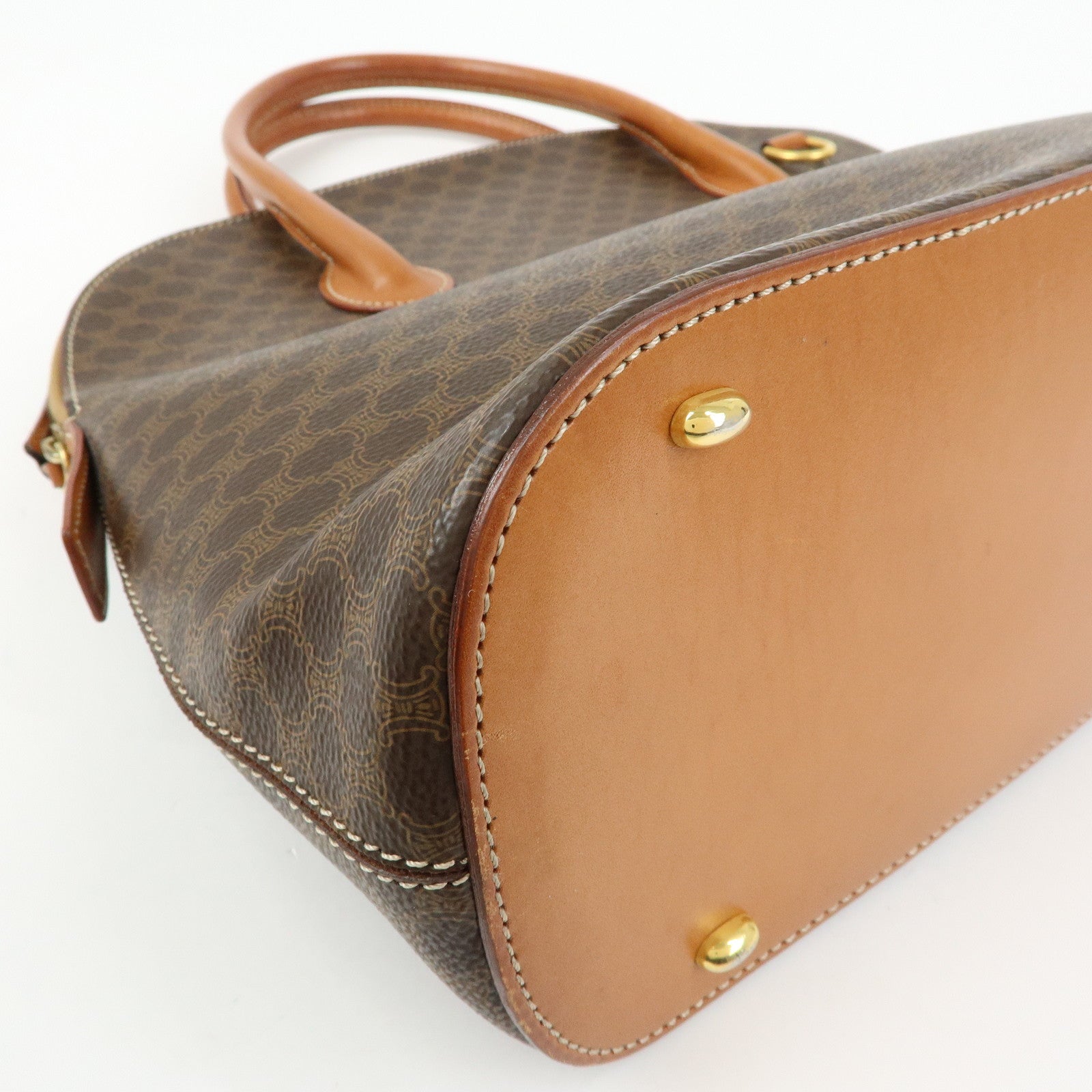 CELINE Macadam PVC Leather 2Way Bag Hand Bag Brown