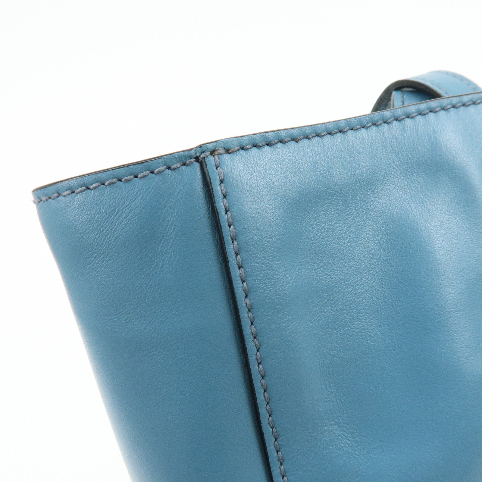 MIU MIU Soft Calf Leather Tote Bag Shoulder Hand Bag Blue R1914S