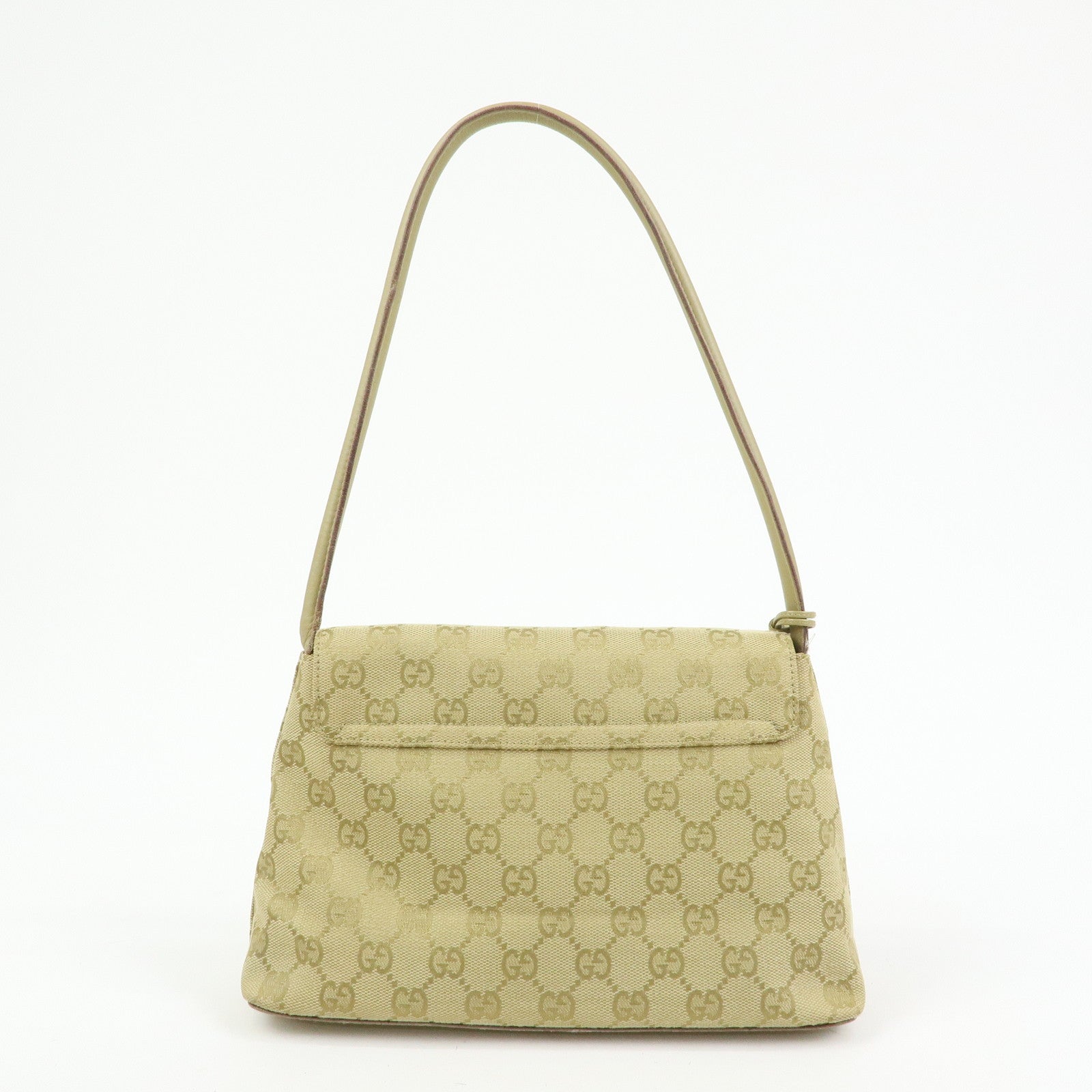 GUCCI GG Canvas Leather Shoulder Bag Hand Bag Beige 90646