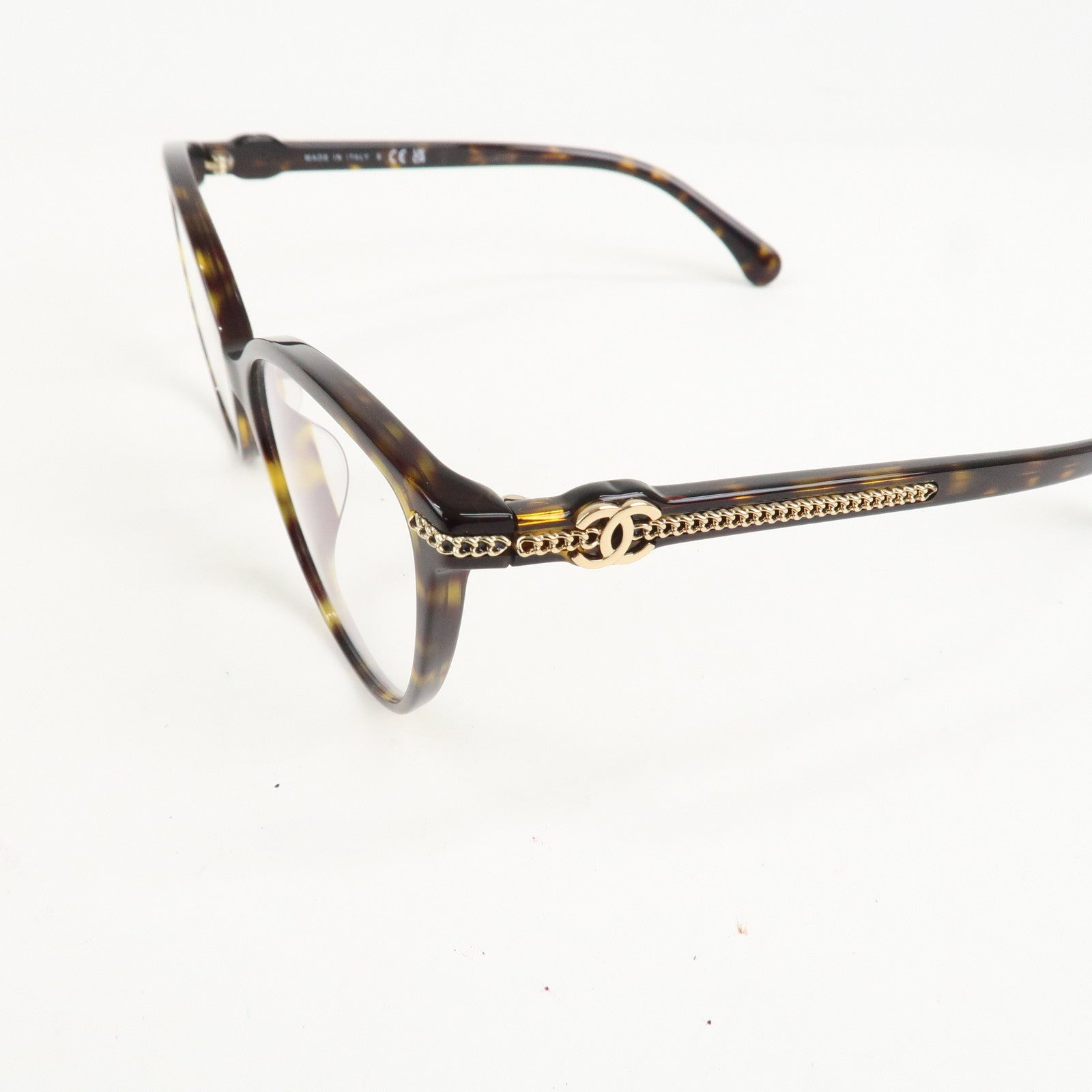 CHANEL Plastic Coco Mark Sunglasses 55□16 Brown Gold Hardware 3457A Used