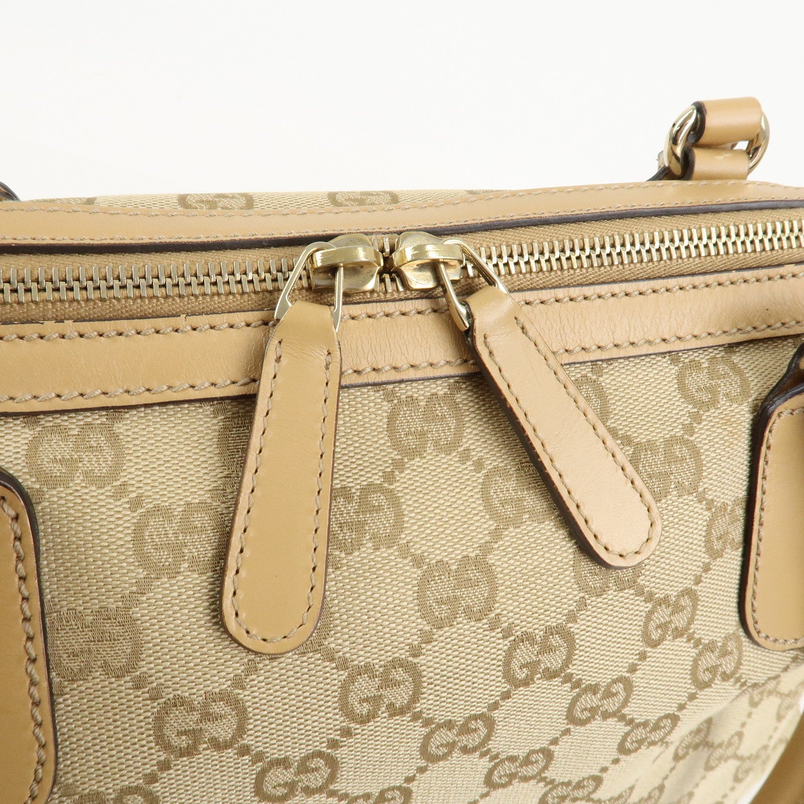 GUCCI Horsebit Sherry GG Canvas Leather Tote Bag Beige 232936 Used