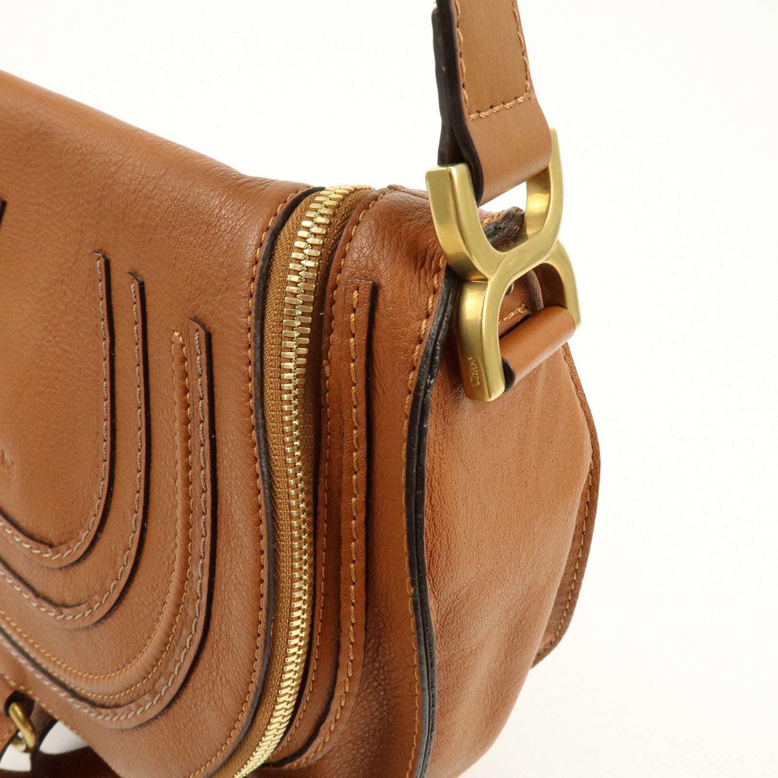 Chloe Marcie Leather Shoulder Bag Crossbody Bag Brown Camel