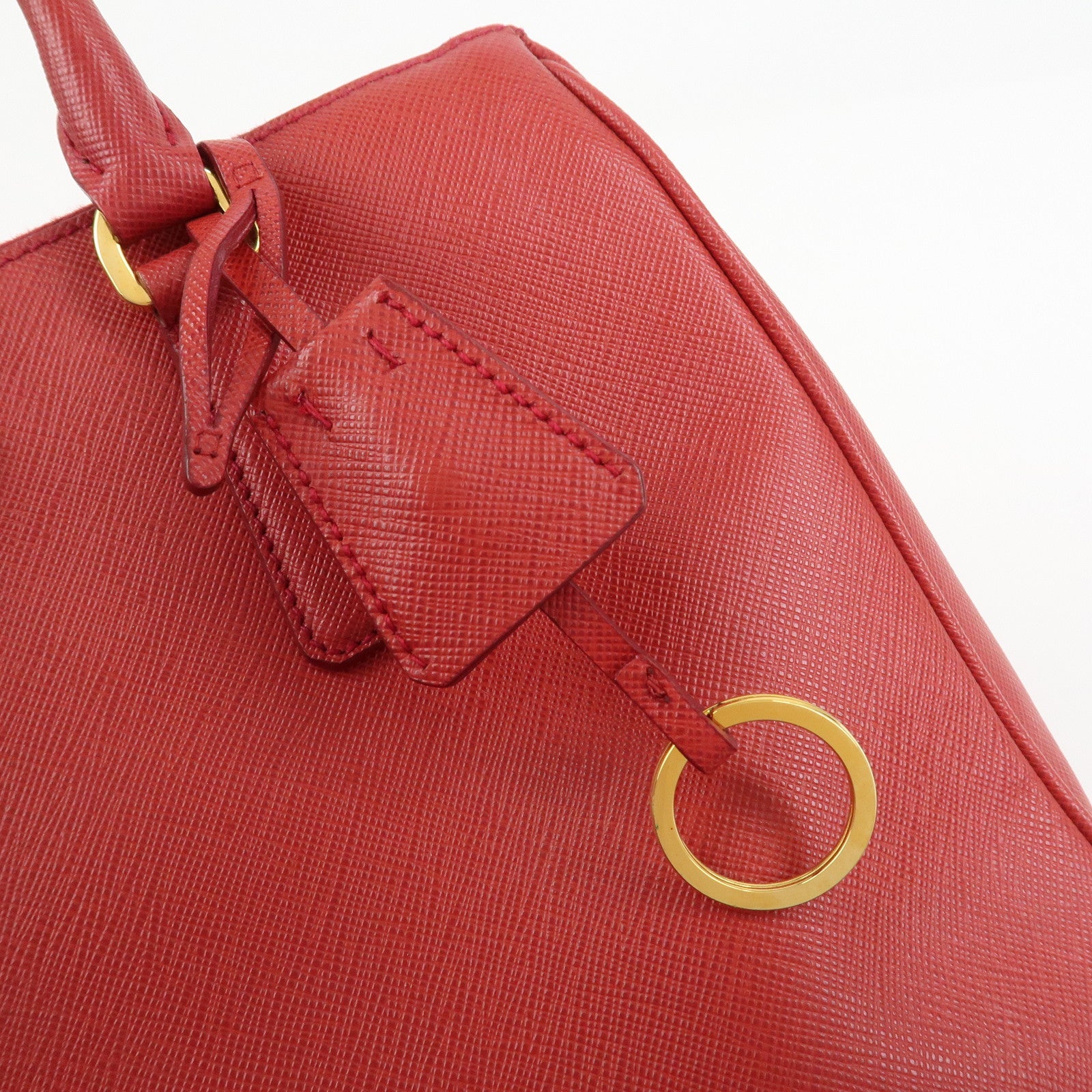PRADA Triangle Logo Saffiano Leather Galleria 2WAY Bag Red BN1874