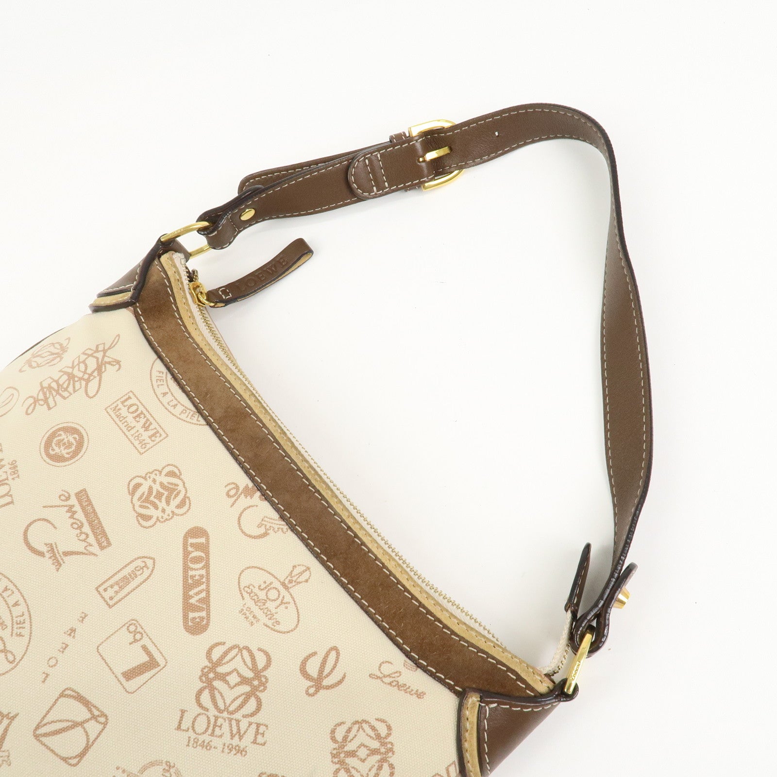 LOEWE Anagram Canvas Suede Leather Shoulder Bag 160th Anniversary