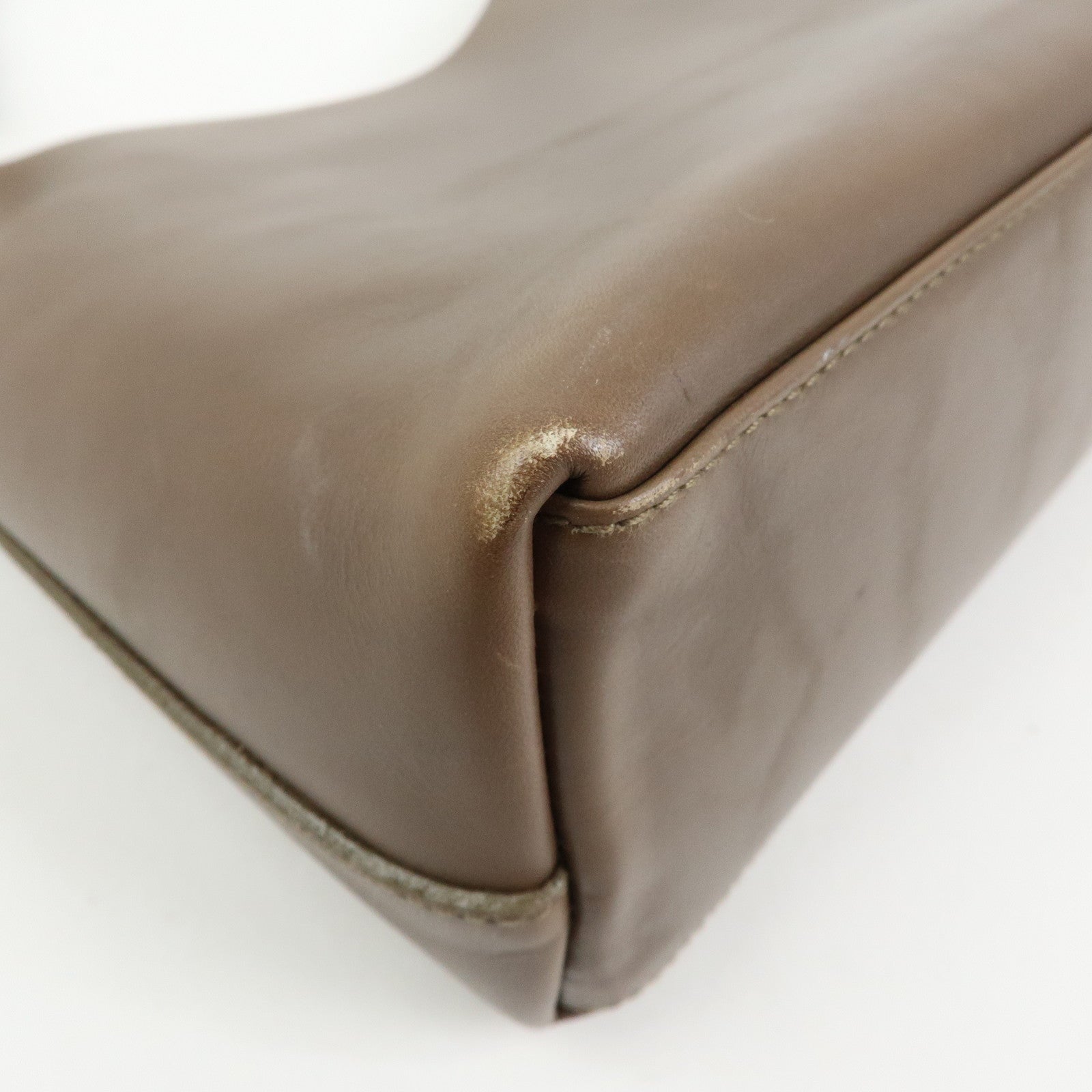 GUCCI Bamboo Leather Shoulder Bag Hand Bag Brown 001・2058・1883・0
