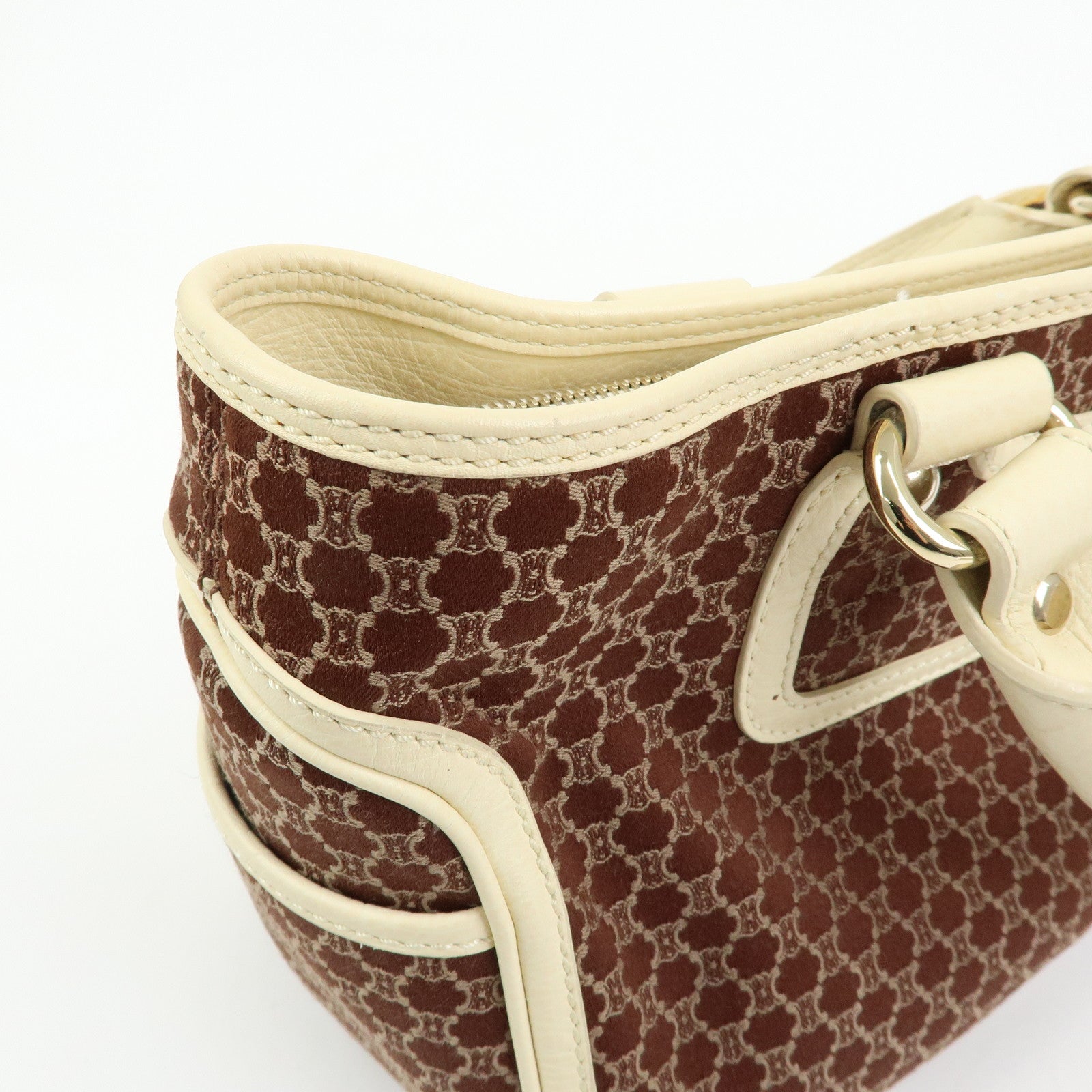 CELINE Macadam Boogie Bag Canvas Leather Hand Bag Tote Bag Brown