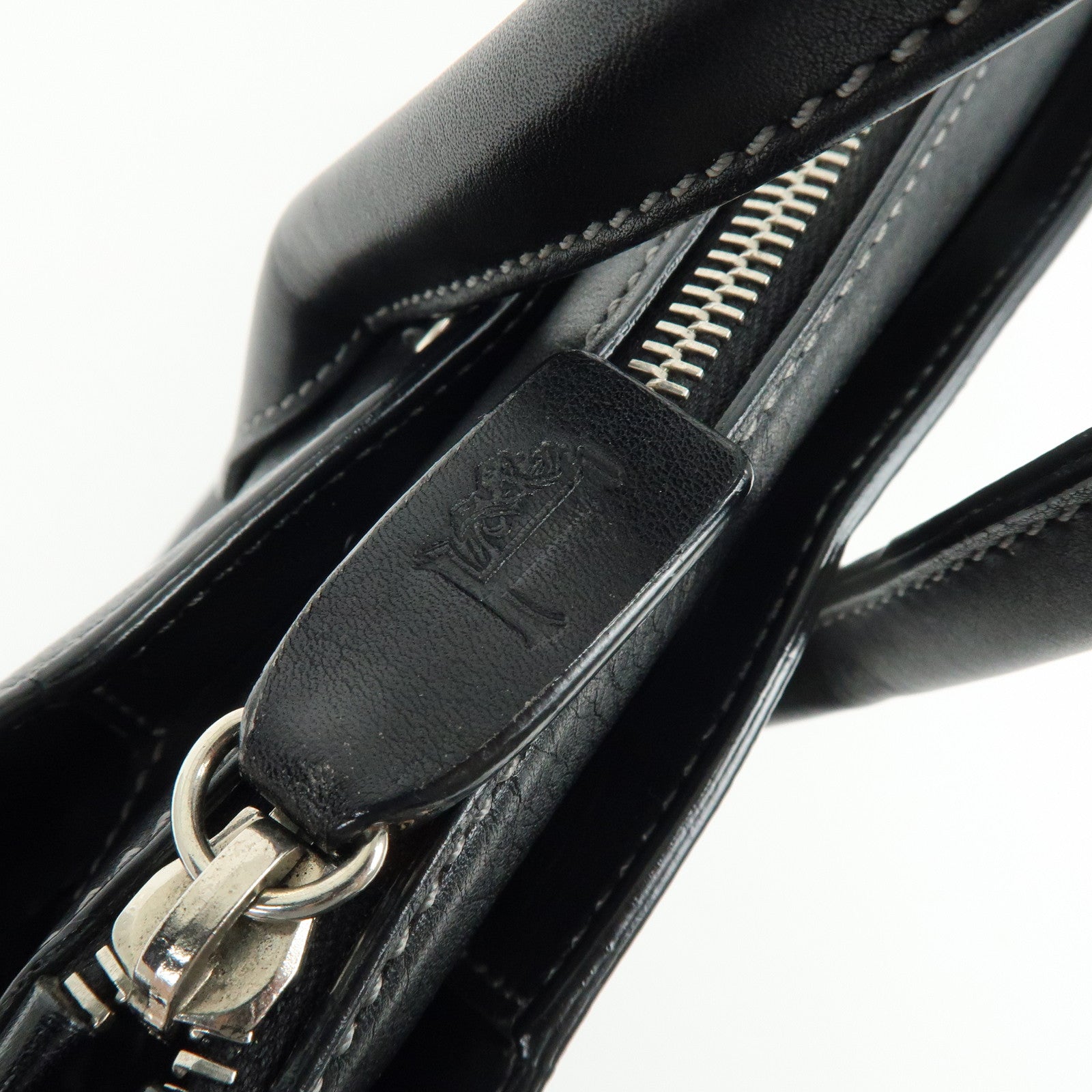 TOD'S Leather Stitch 2Way Bag Tote Bag Hand Bag Black