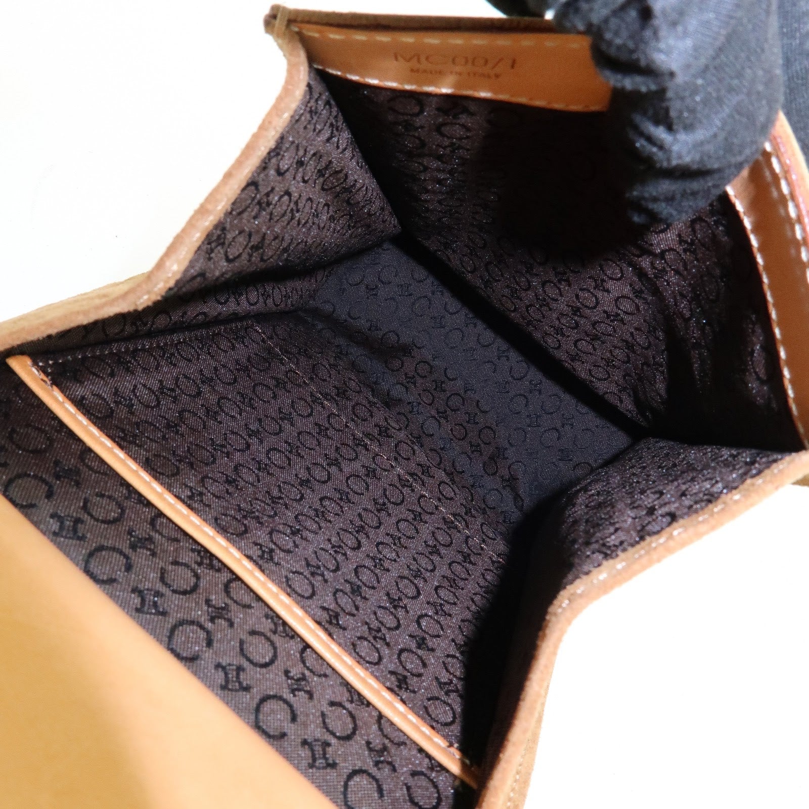 CELINE C Macadam Suede Leather Shoulder Bag Crossbody Bag Brown