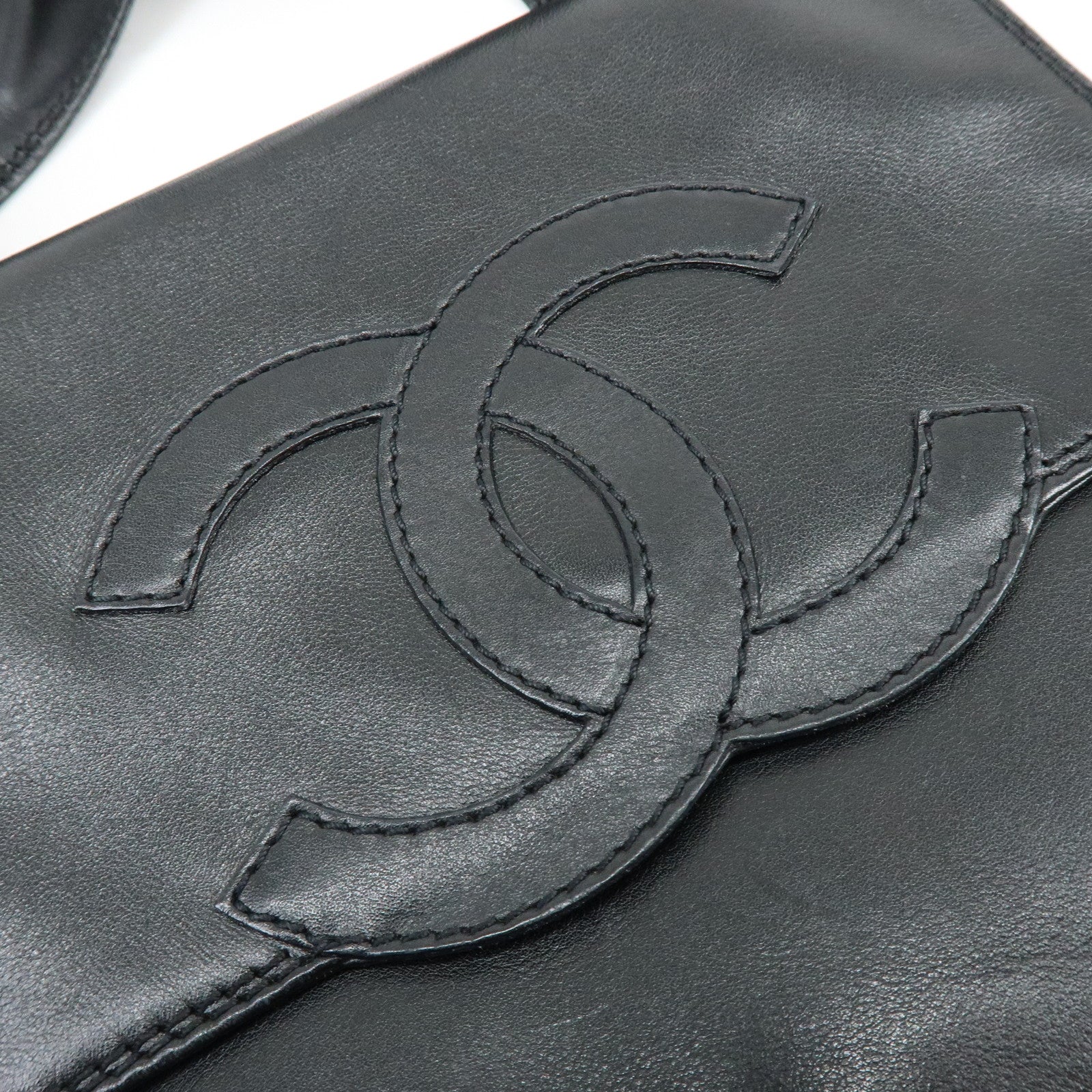 CHANEL COCO Mark Calf Leather Shoulder Crossbody Bag Black