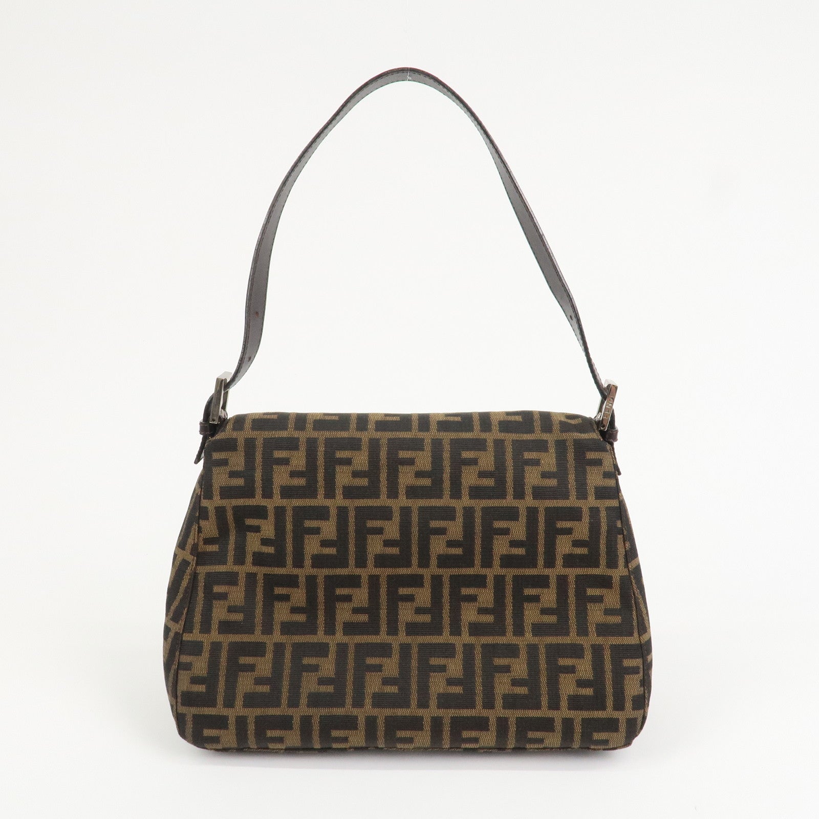 FENDI Mamma Zucca Baguette Canvas Leather Shoulder Bag 26325