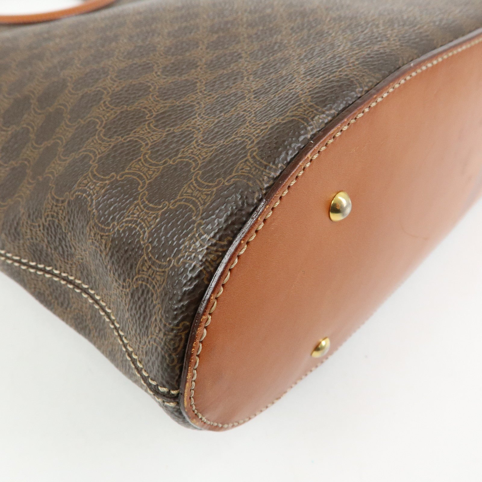 CELINE Macadam PVC Leather Hand Bag Tote Bag Brown