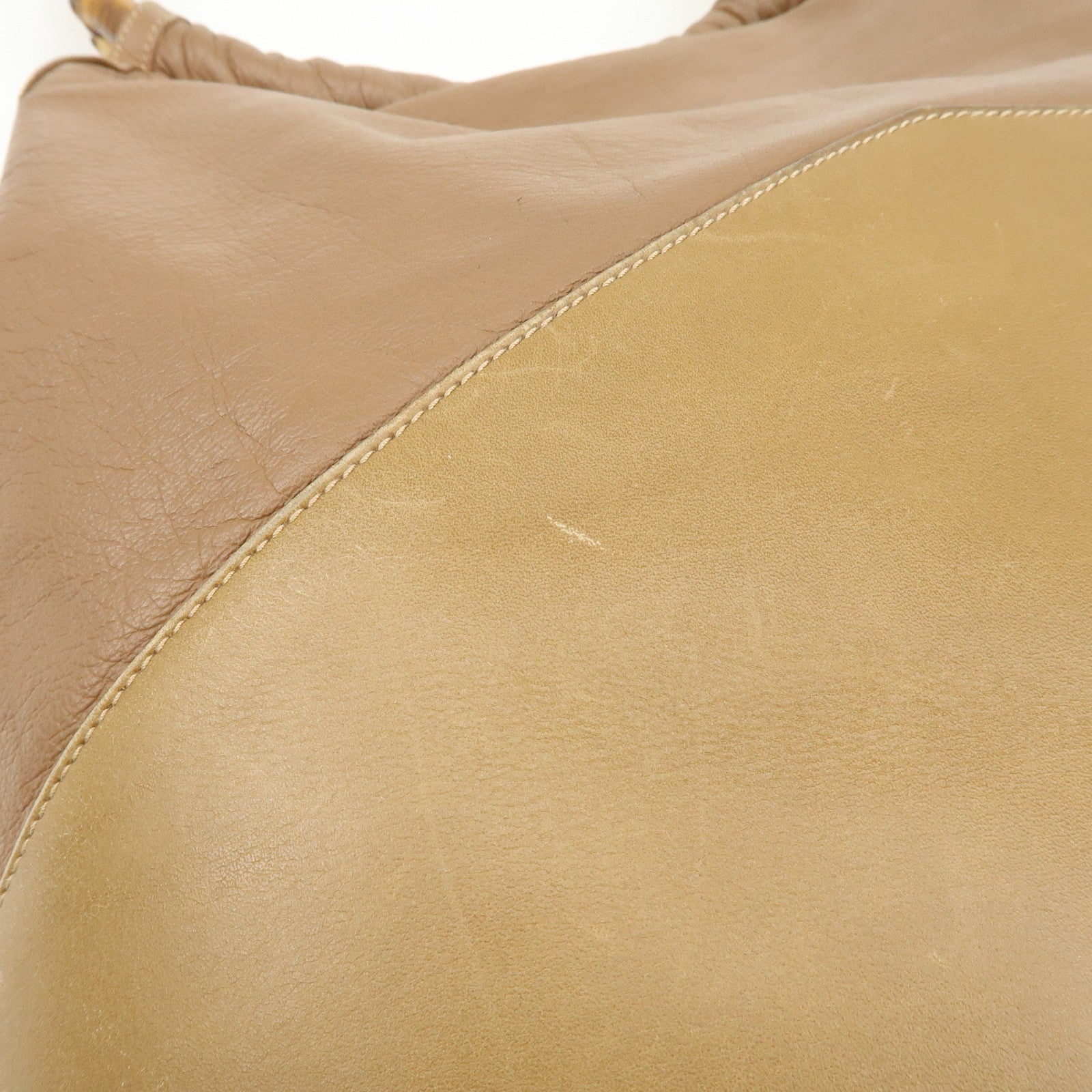 GUCCI Old Gucci Bamboo Leather Hand Bag Brown 26.000.5686