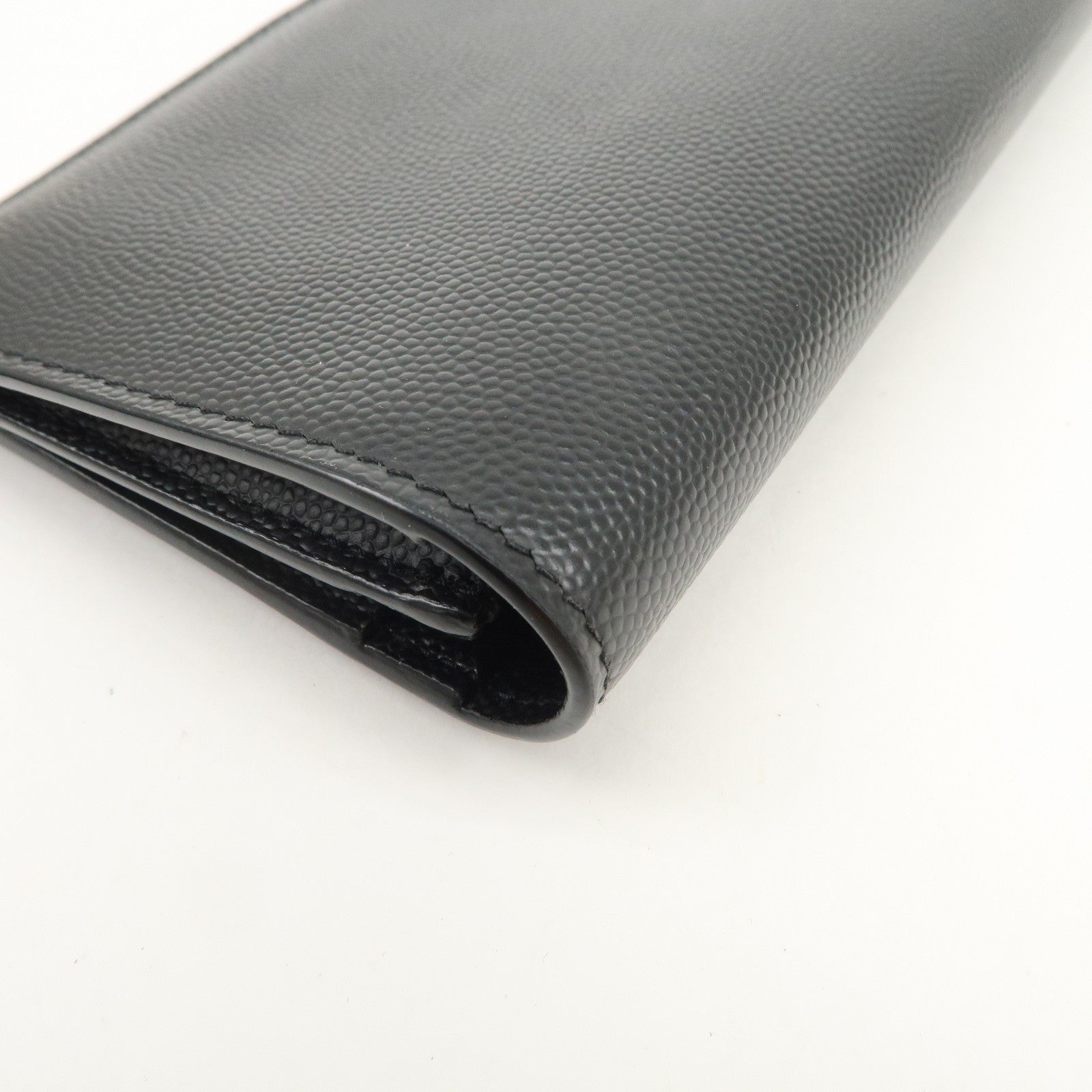 SAINT LAURENT PARIS Leather Bi-fold Long Wallet Black 396308