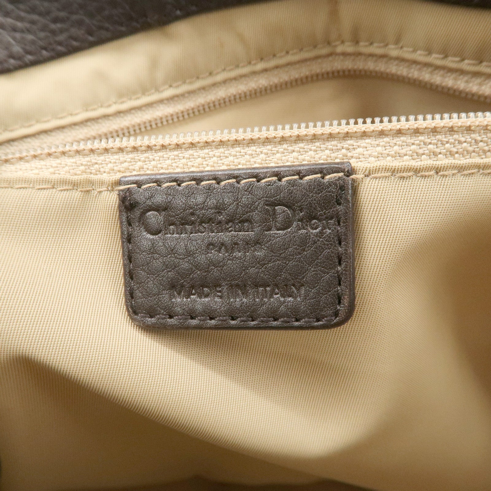 Christian Dior Trotter Leather Canvas Hand Bag Brown Used