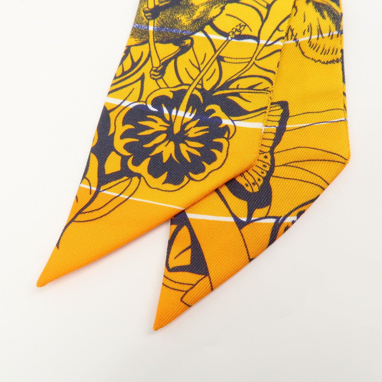 HERMES Twilly Silk 100% DIP DYE JUNGLE LOVE Scarf Orange
