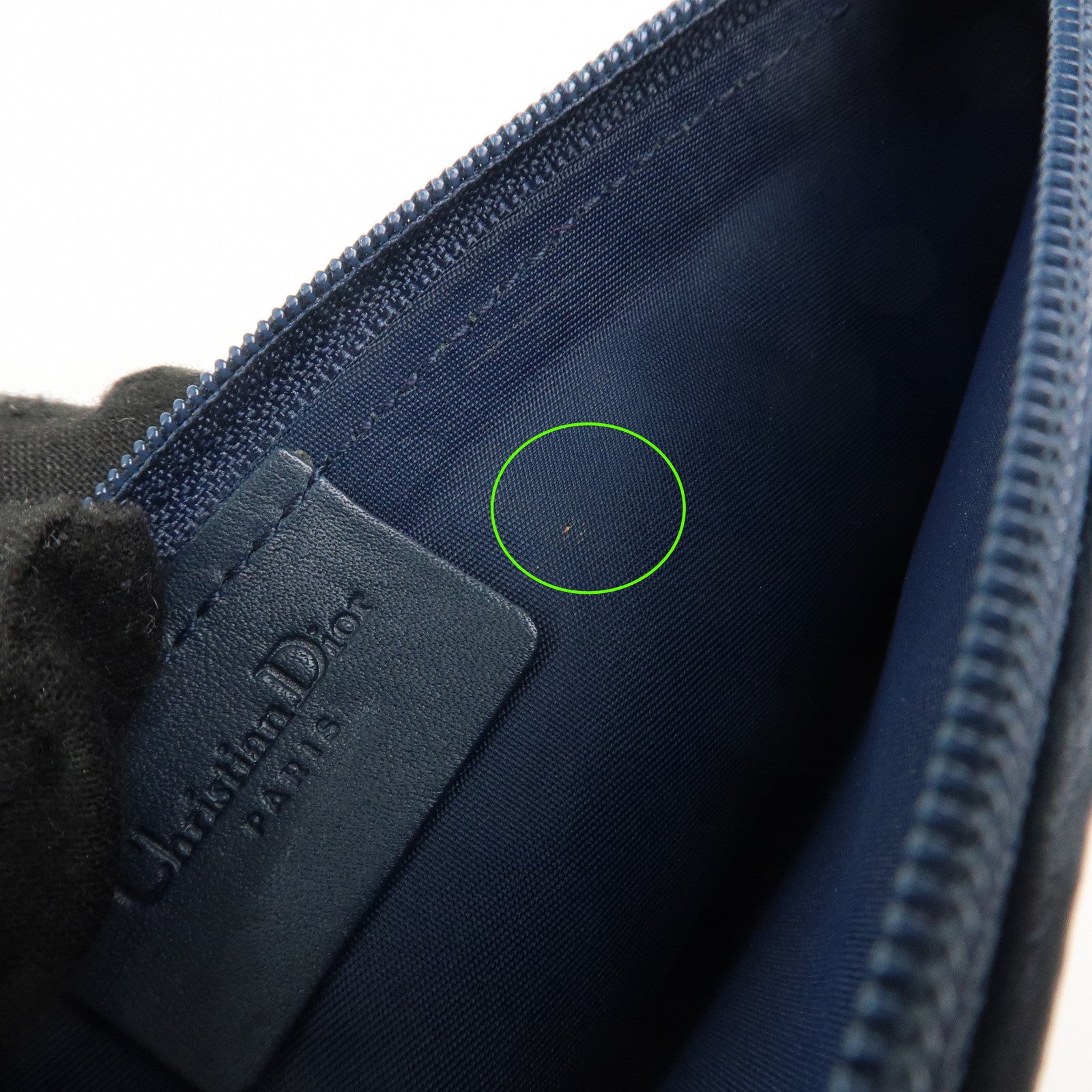 Christian Dior Trotter Canvas Leather Pouch Cosmetic Pouch Navy