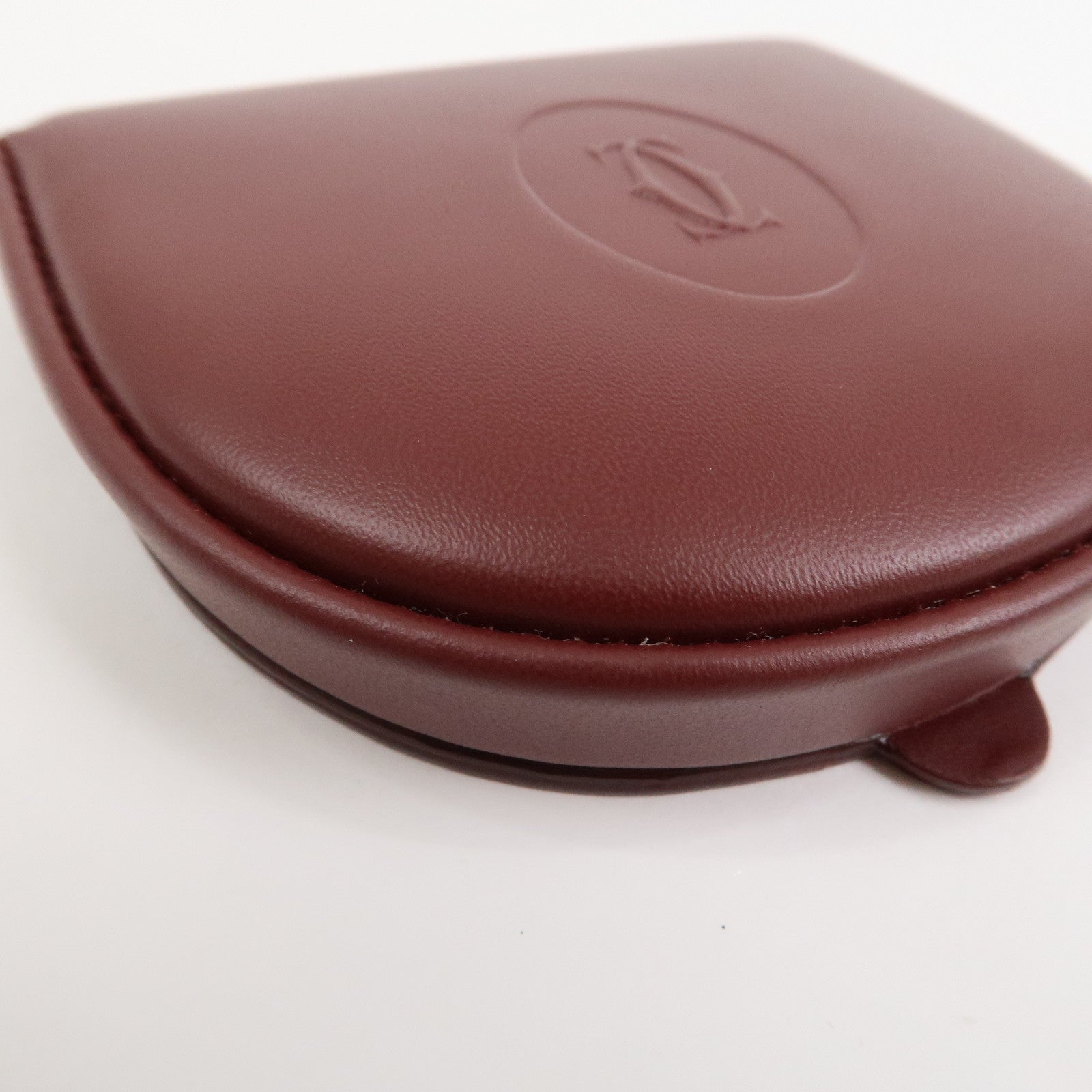 Cartier Must Line Logo Leather Coin Case Coin Purse Bordeaux