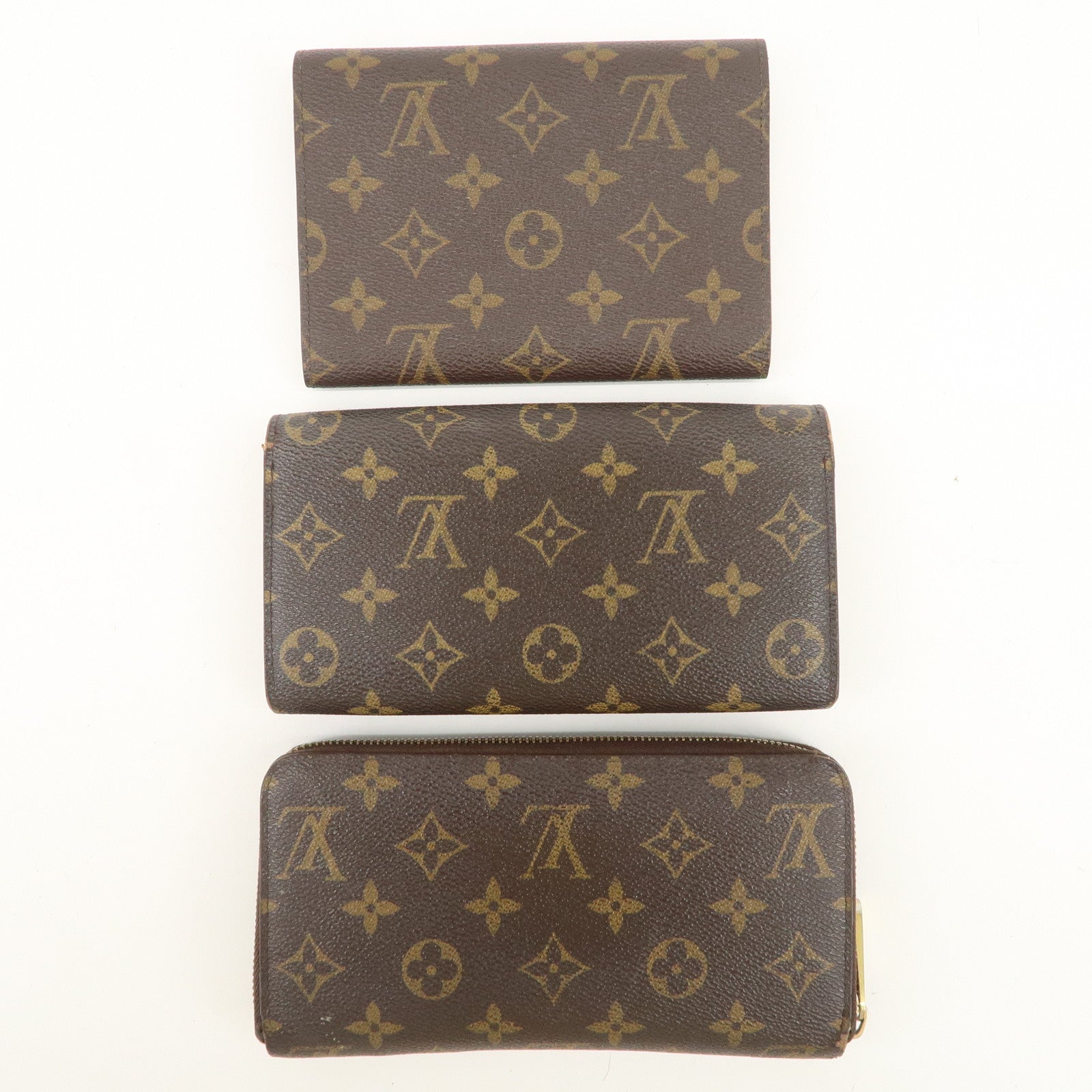 Louis Vuitton Set of 3 Monogram Long Wallet M60017 M61200 M61726 Used