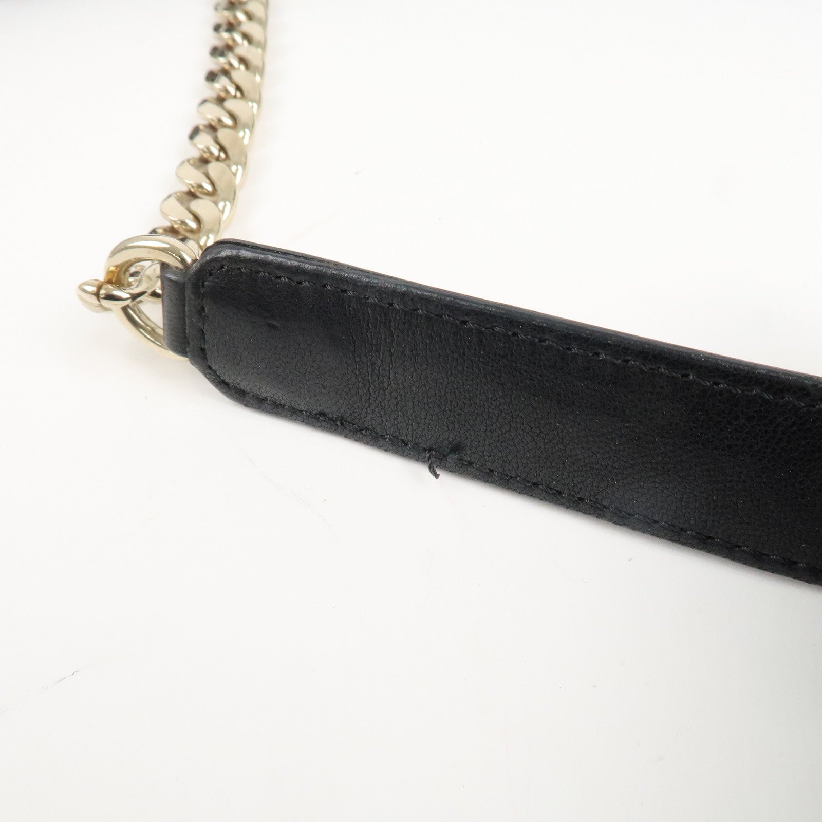 JIMMY CHOO Zodiac Leather Studs Shoulder Bag Black Gold HDW Used