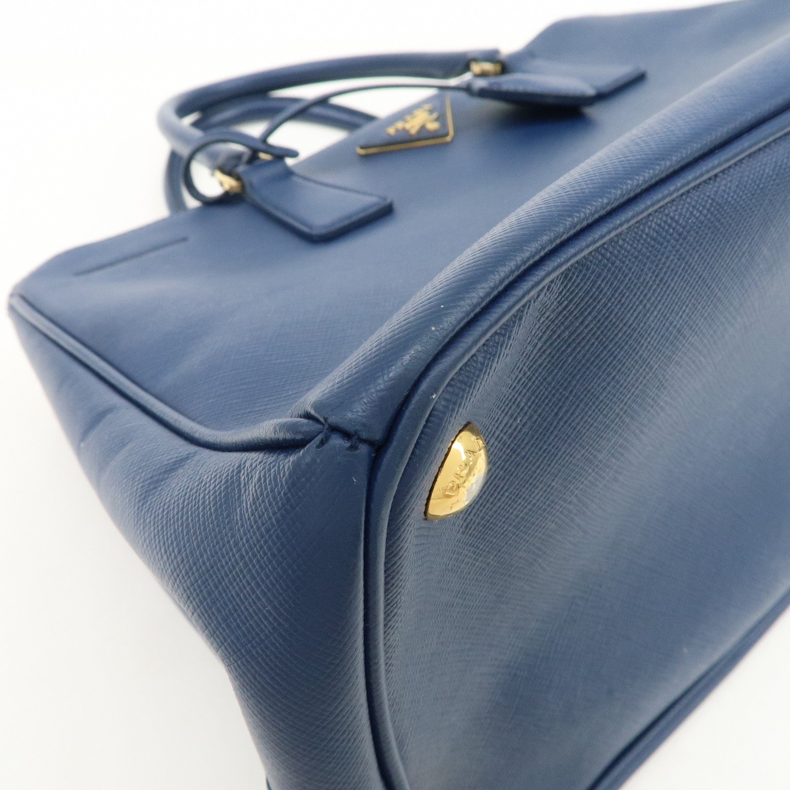 PRADA Triangle Logo Saffiano Leather 2Way Bag Shoulder Bag Blue