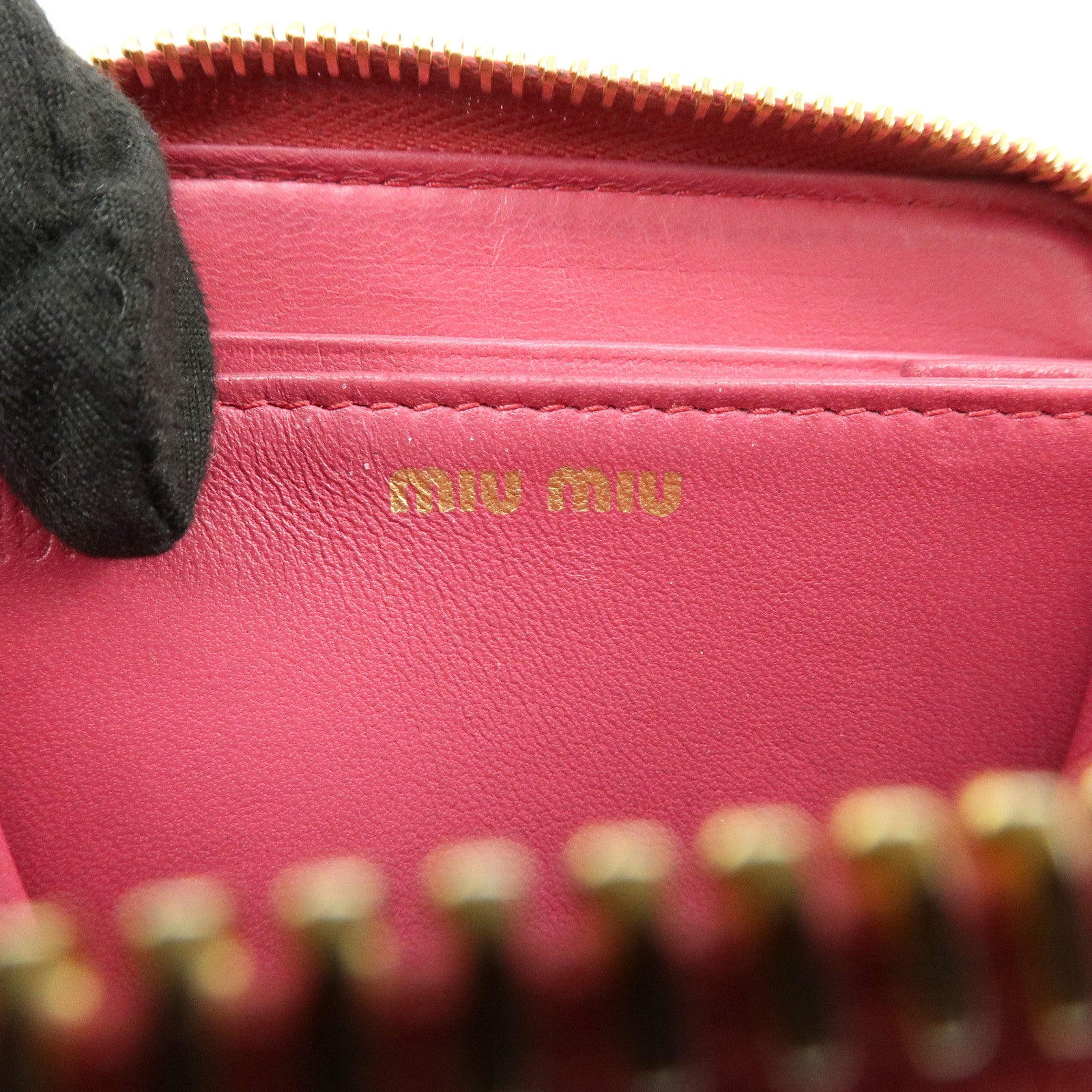 MIU MIU Logo Nappa Leather Coin Case Coin Purse Pink 5MM268