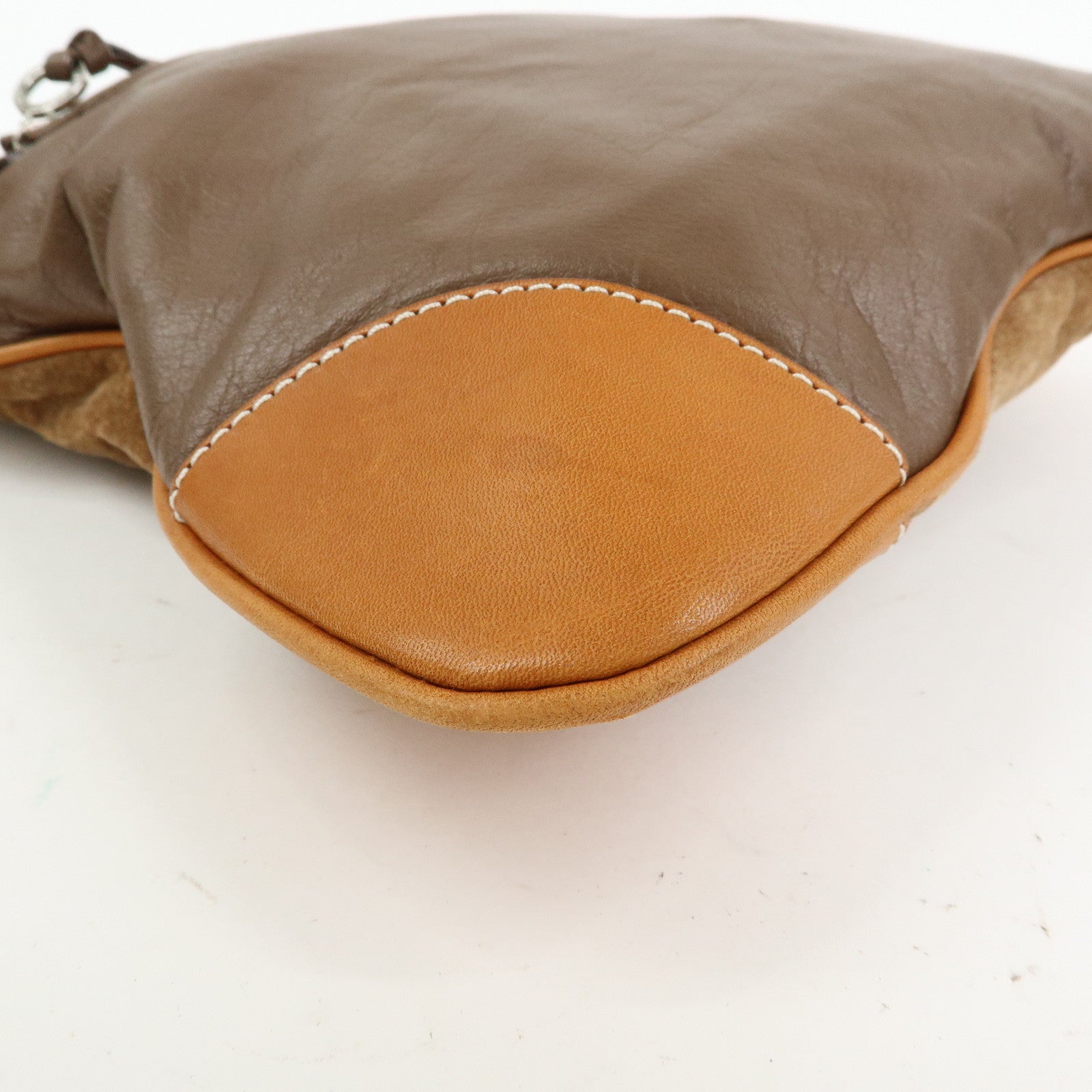 BURBERRY Blue Label Suede Leather Shoulder Bag Crossbody Bag Brown