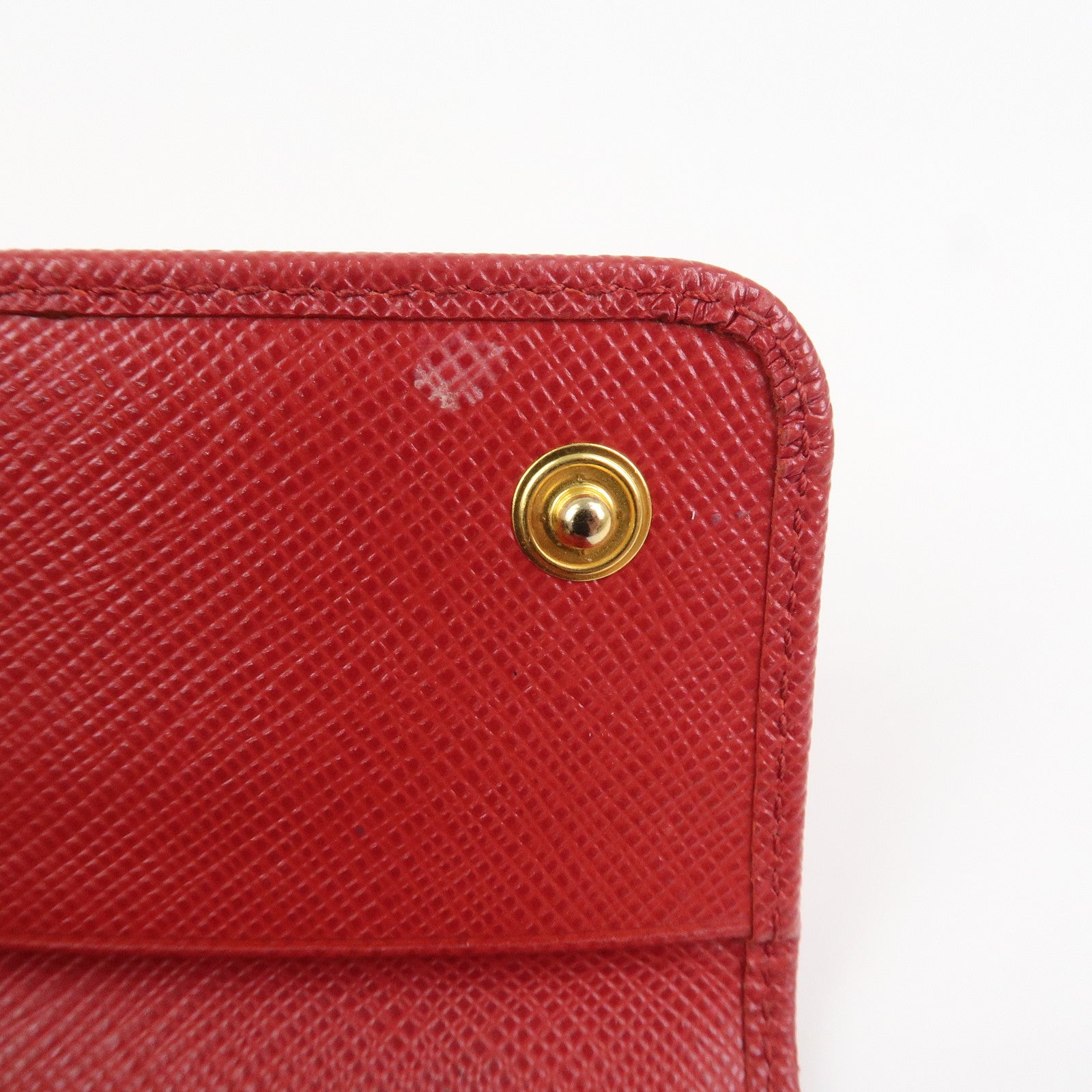 PRADA Logo Saffiano Leather Ribbon 6 Rings Key Case Red 1PG222