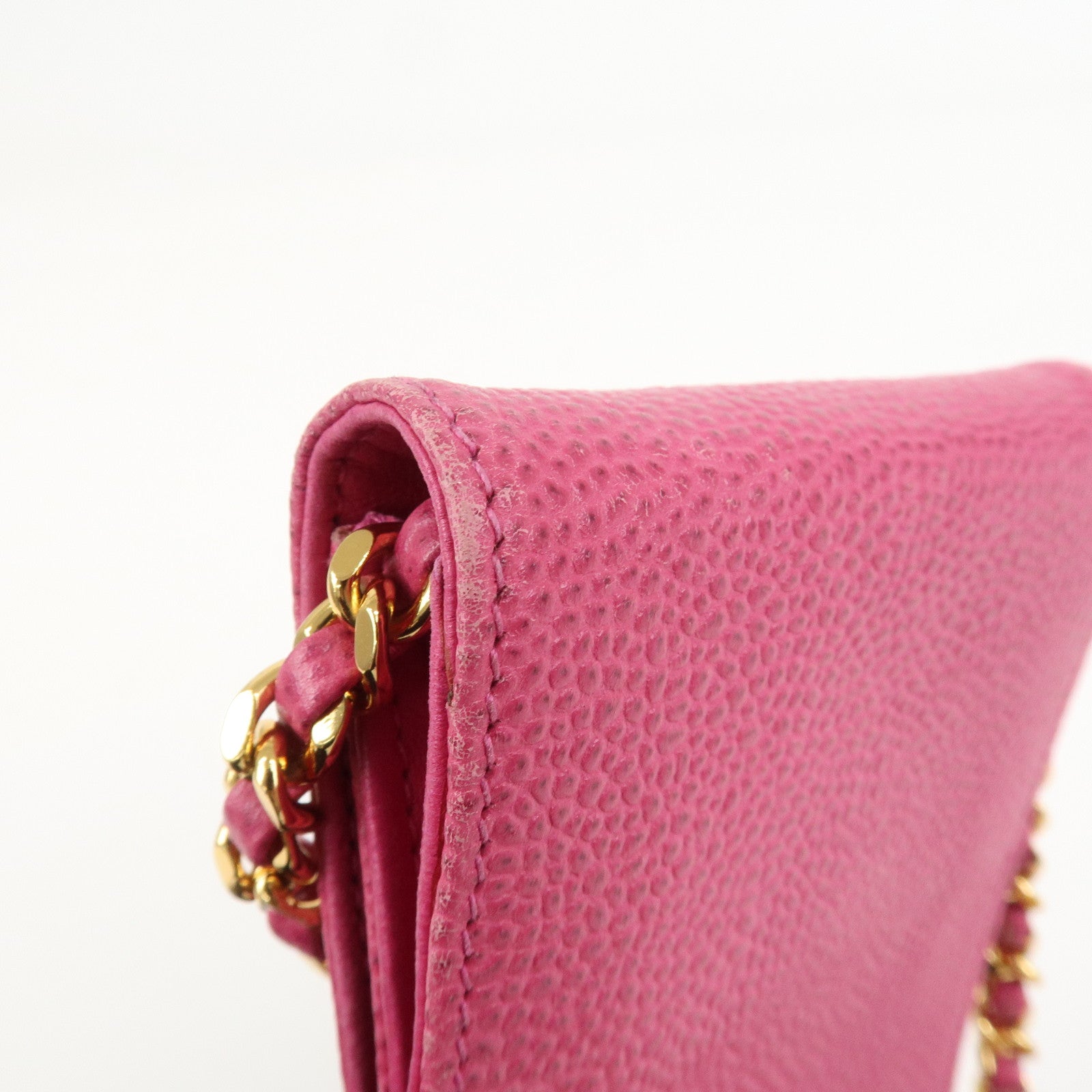CHANEL COCO Mark Caviarskin Small Shoulder Bag Phone Bag Pink Gold