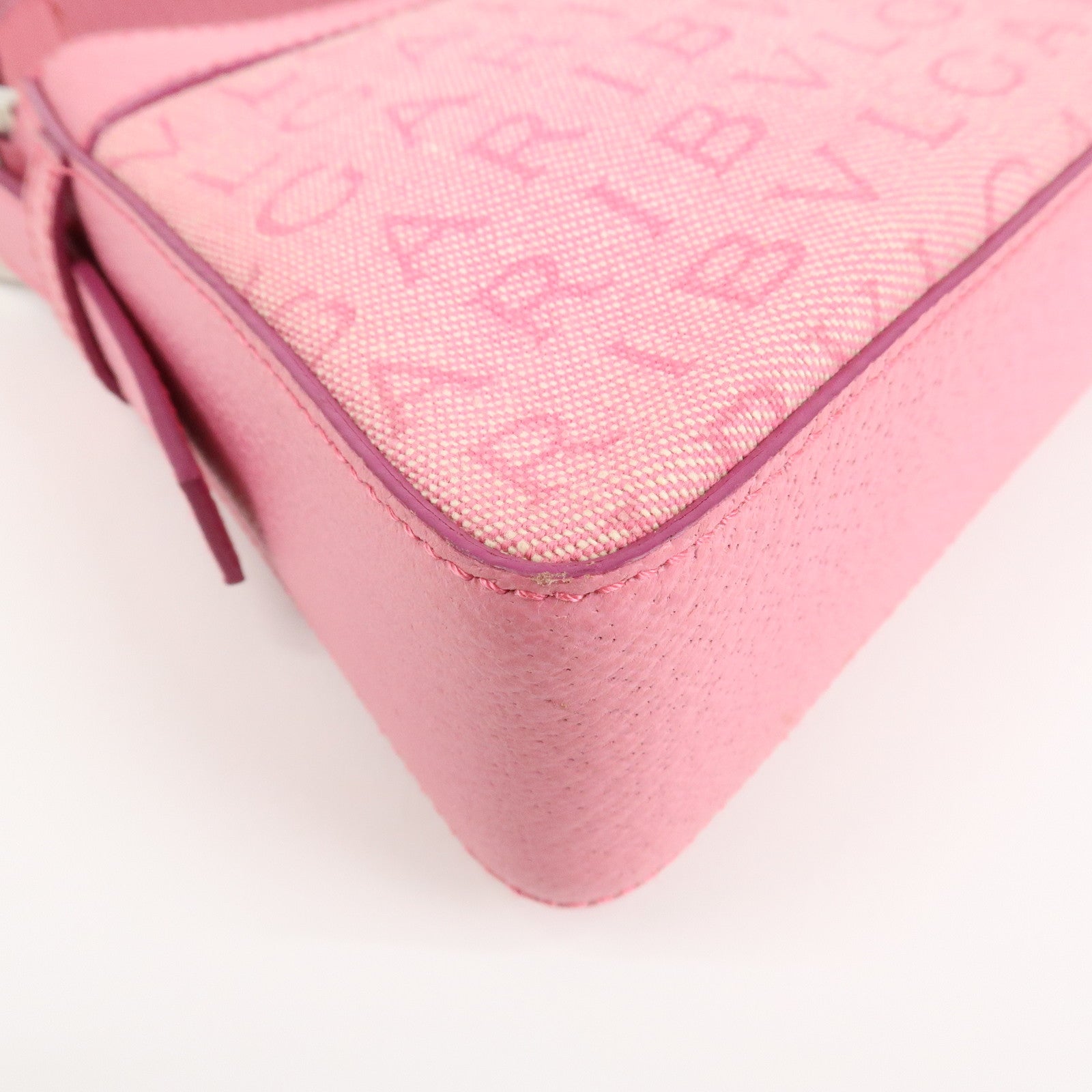 BVLGARI Logo Mania Leather Canvas Shoulder Bag Pink