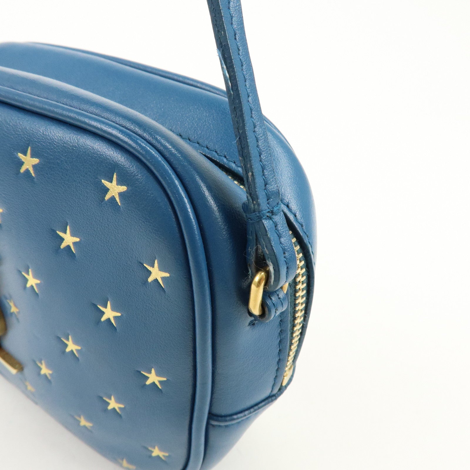 SAINT LAURENT PARIS Leather Shoulder Bag Crossbody Bag Blue