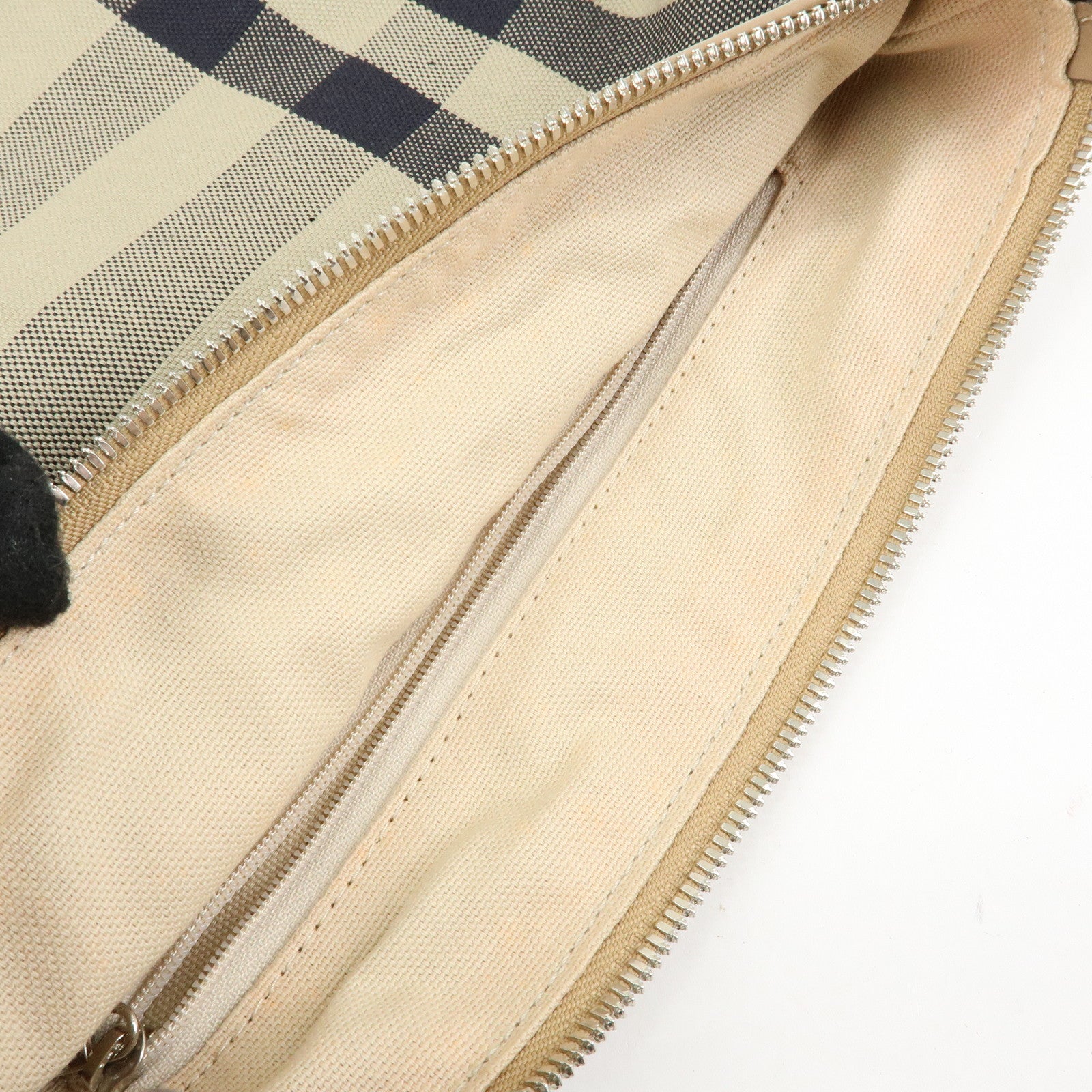 BURBERRY Nova Plaid Canvas Leather Shoulder Bag Beige