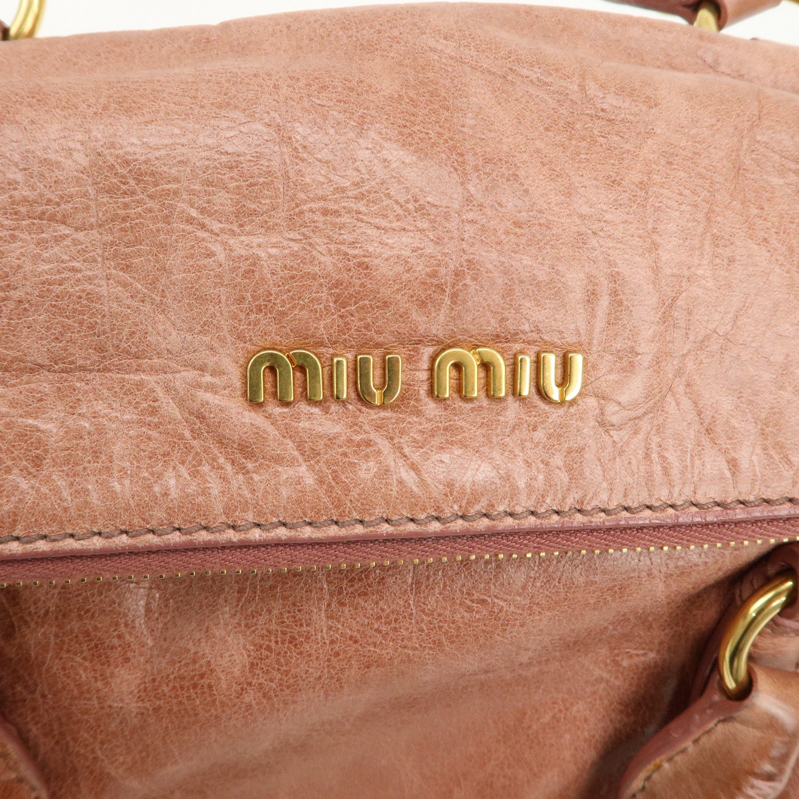 MIU MIU Logo Leather Ribbon 2Way Bag Shouler Bag Hand Bag RT0365
