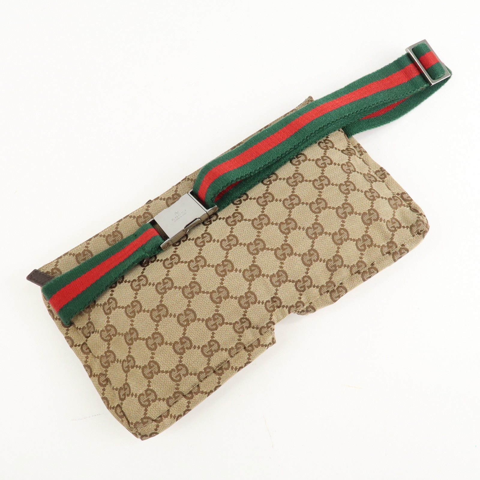 GUCCI GG Canvas Leather Waist Bag Crossbody Bag Beige Brown 28566 Used