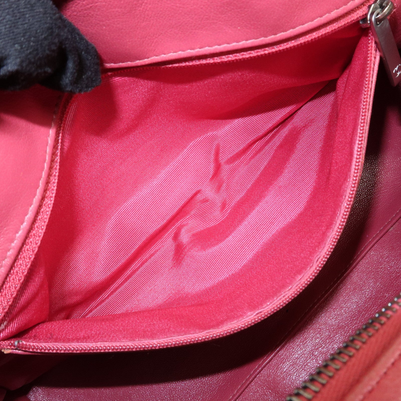 CHANEL Matelasse Leather Patent Leather Mini Boston Bag Pink Brown