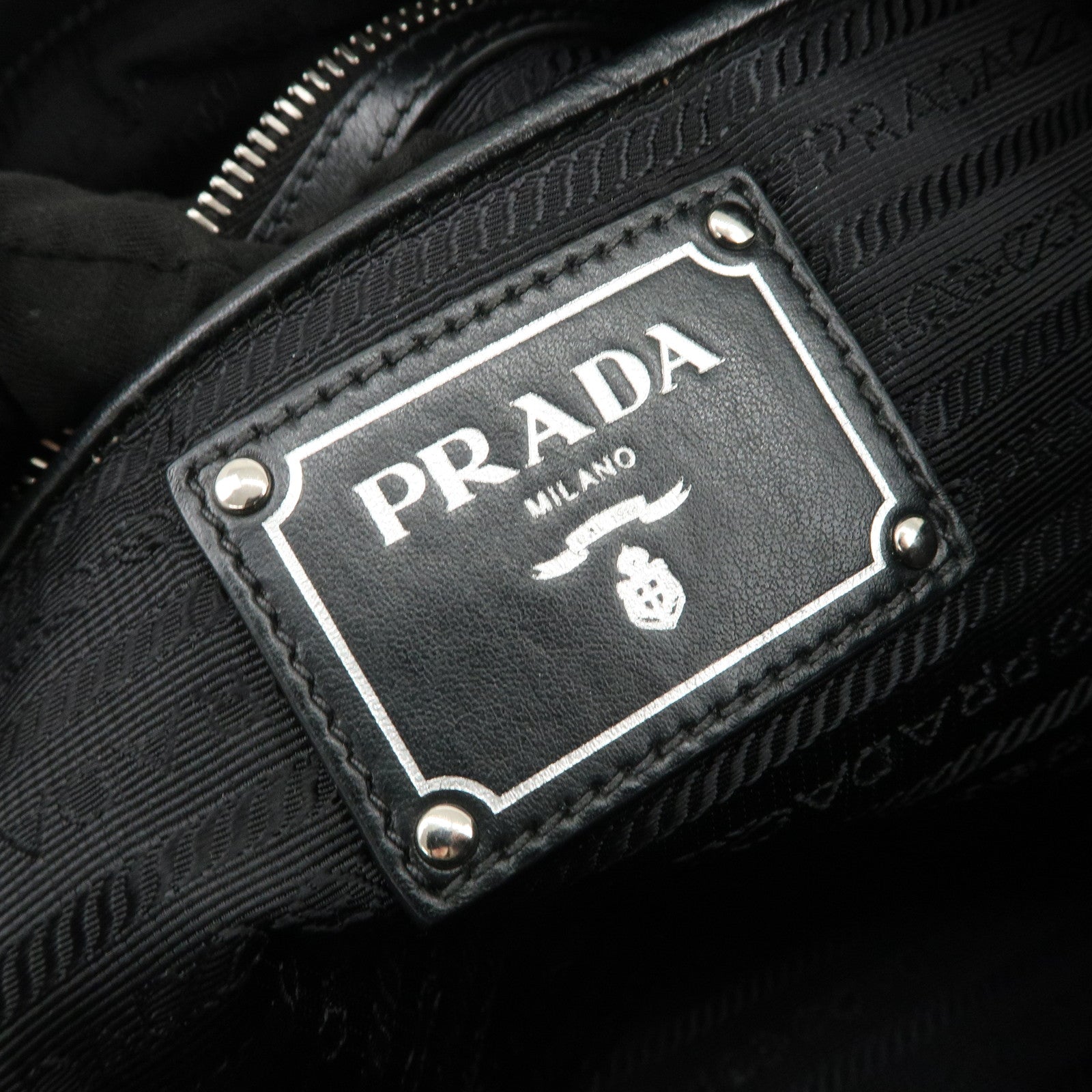 PRADA Nylon Leather 2Way Bag Hand Bag Shoulder Bag Black 1BB912
