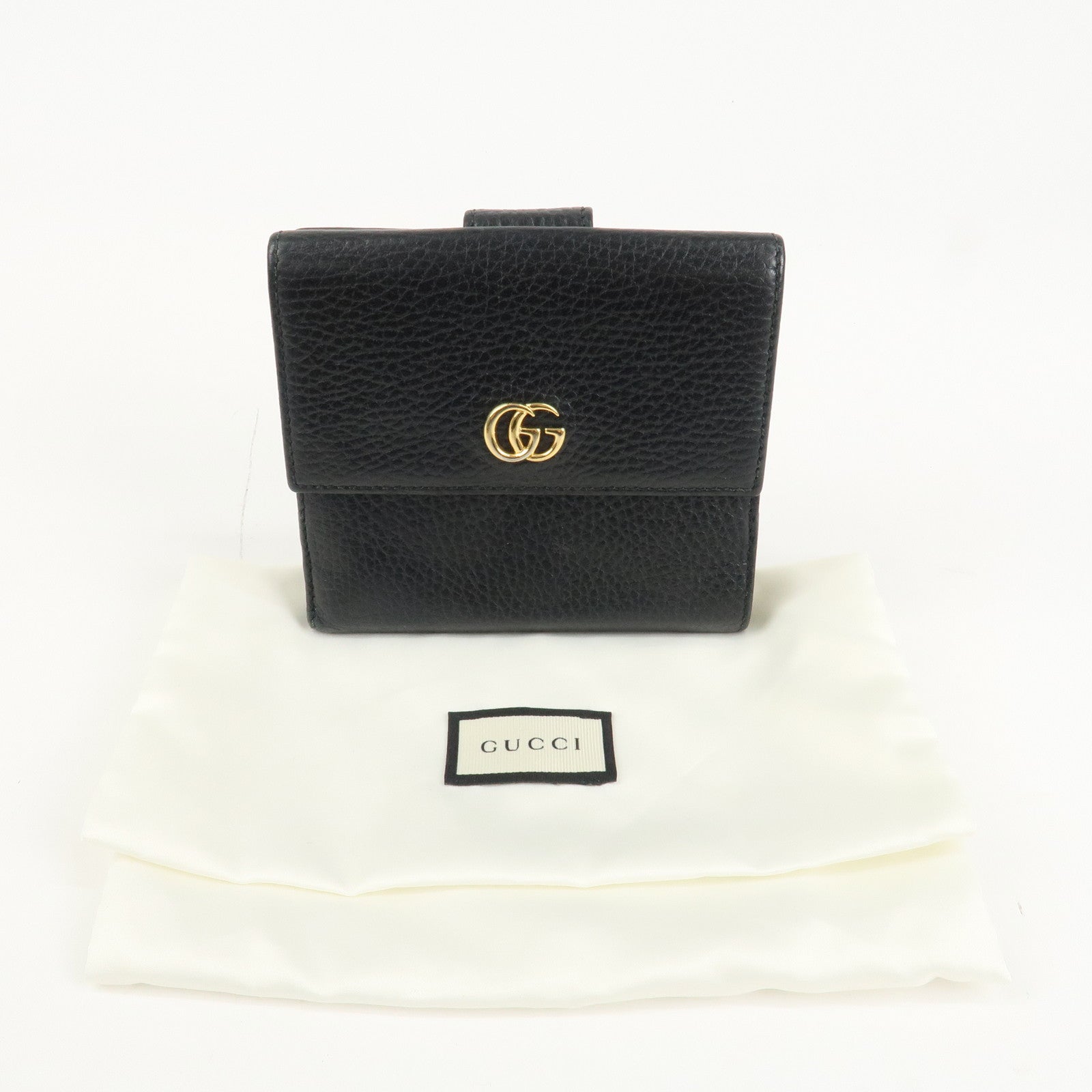 GUCCI GG Marmont Leather Double Hook Wallet Black 456122 Used