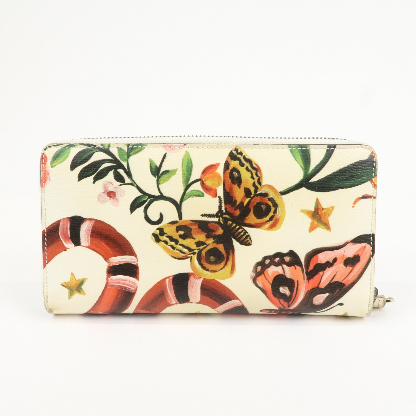 GUCCI Leather Round Zippy Long Wallet White 410102