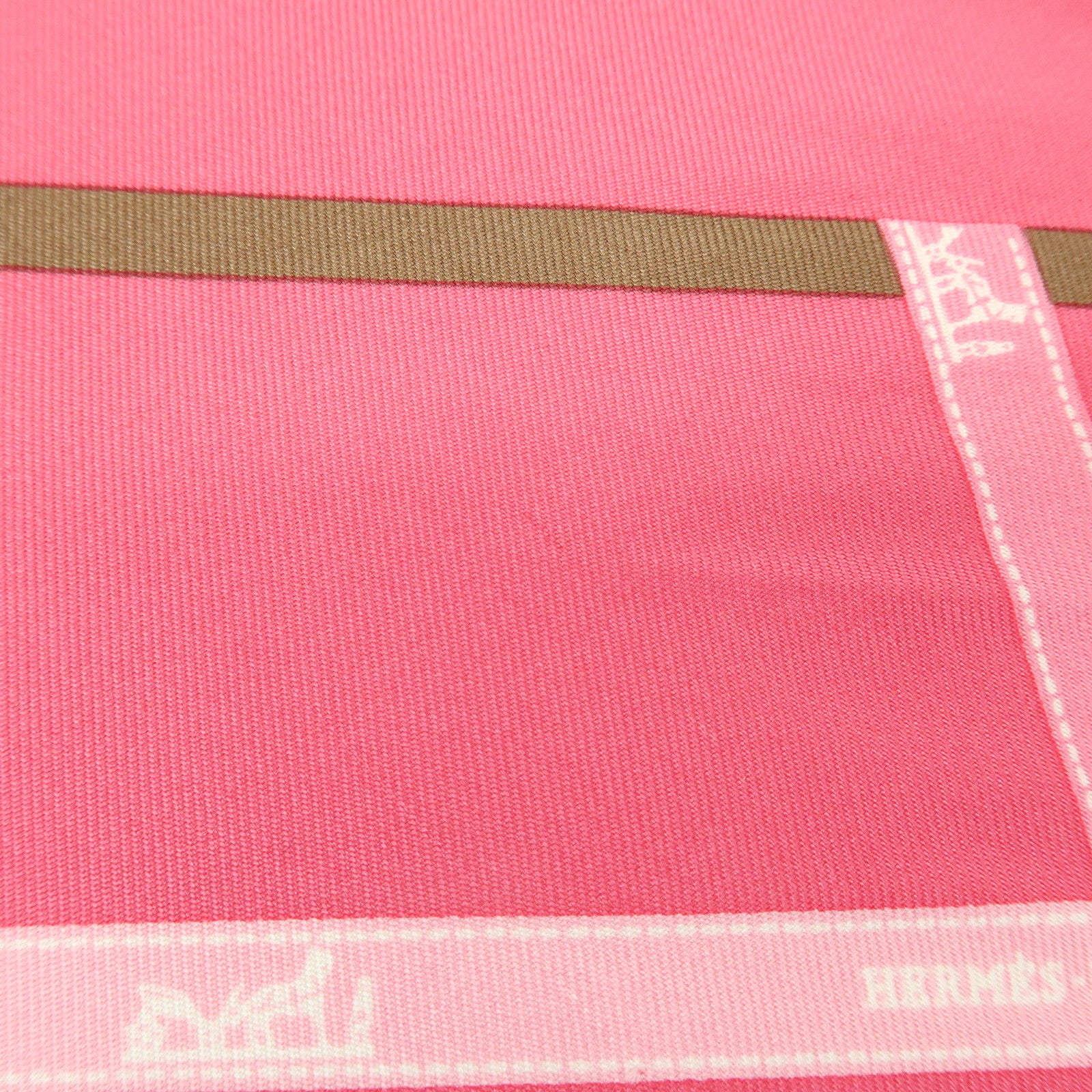 HERMES Pointu Silk 100% Scarf Ribbon Print Pink Beige