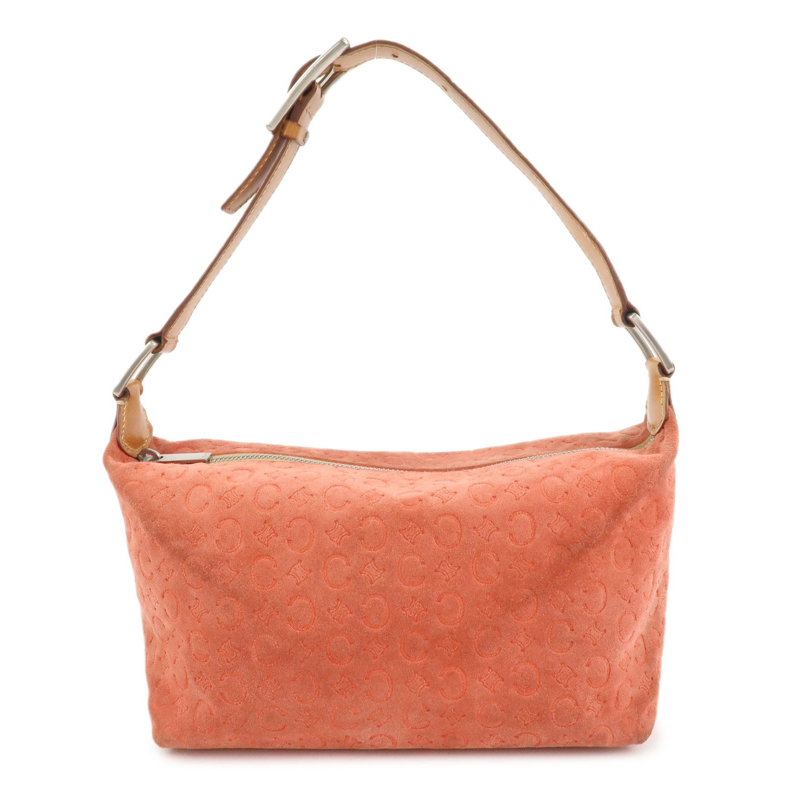 CELINE C Macadam Suede Shoulder Bag Hand Bag Red