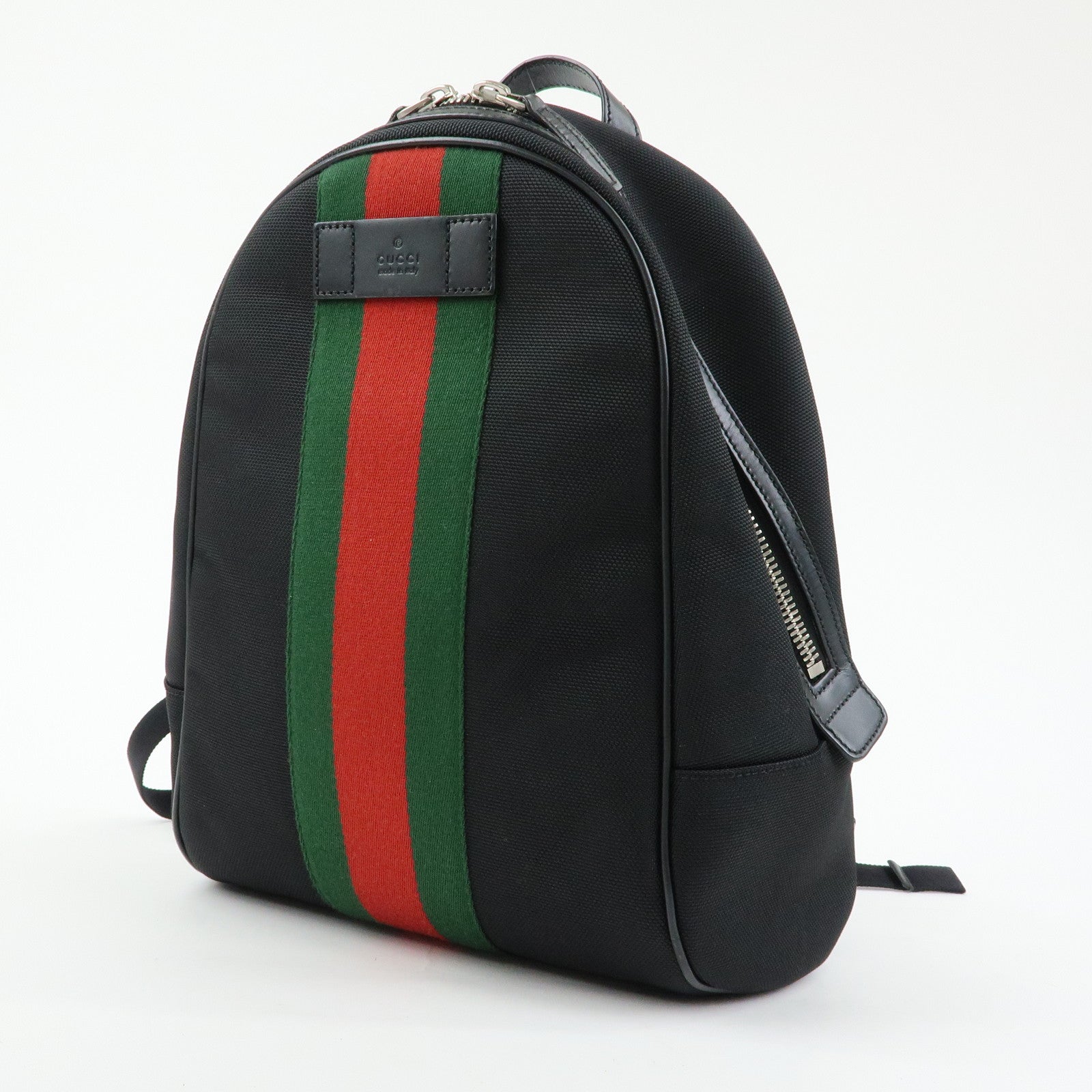 GUCCI Sherry Canvas Leather Backpack Rucksack Black 630917