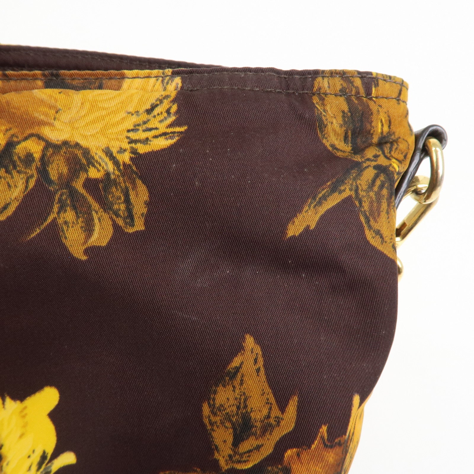 PRADA Triangle Logo Nylon Leather 2Way Shoulder Bag Flower Print