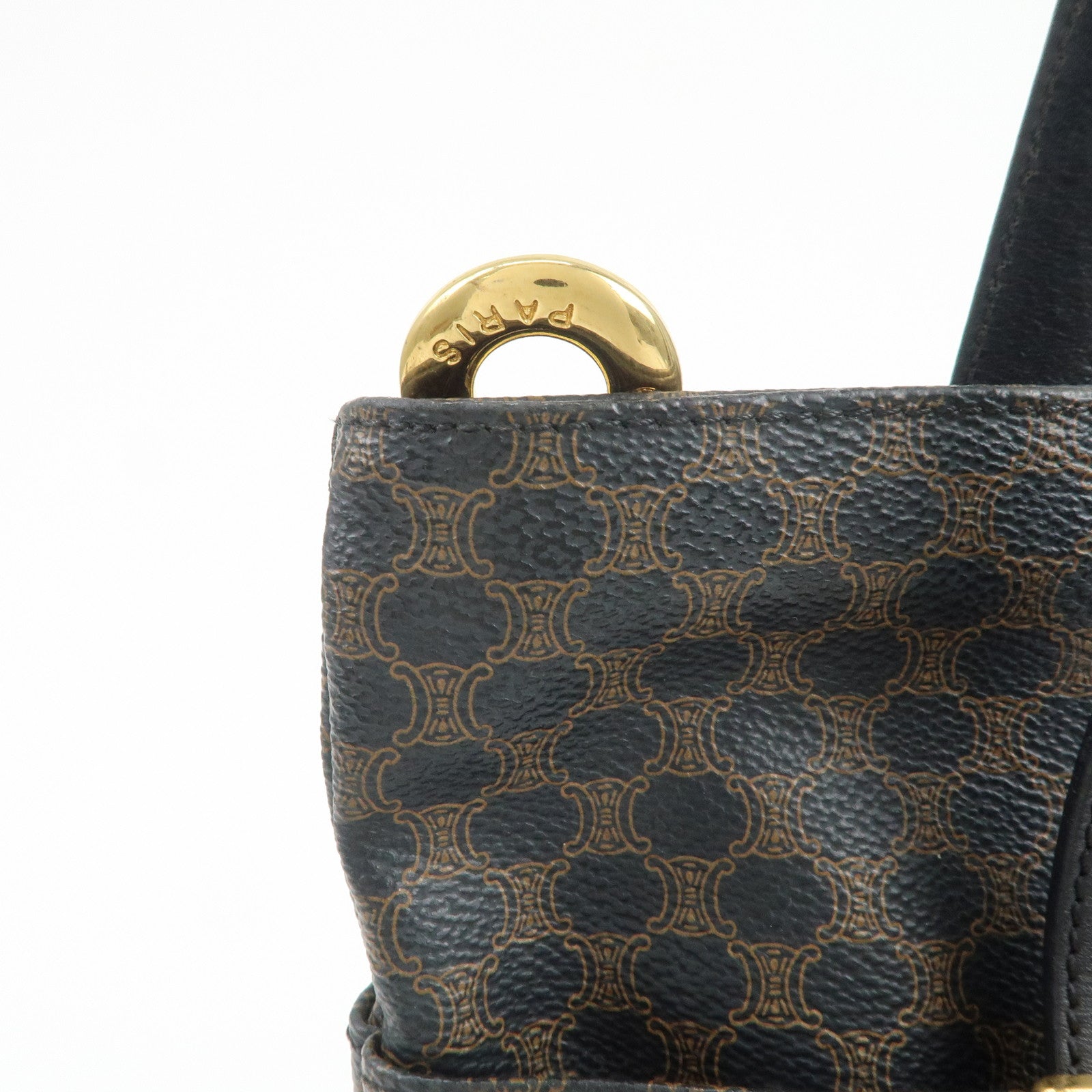 CELINE Macadam Logo PVC Leather Tote Bag Shoulder Bag Brown Black