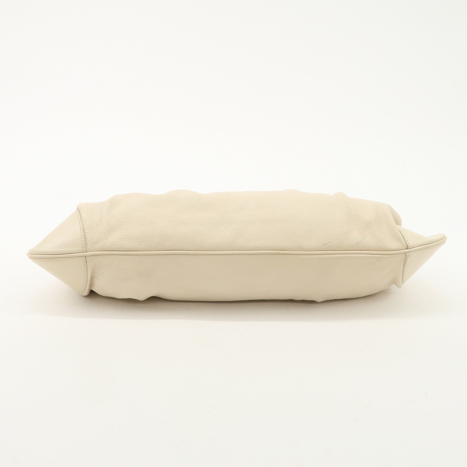 Ferragamo Gancini Leather Shoulder Bag Hand Bag Ivory Silver Hardware Used