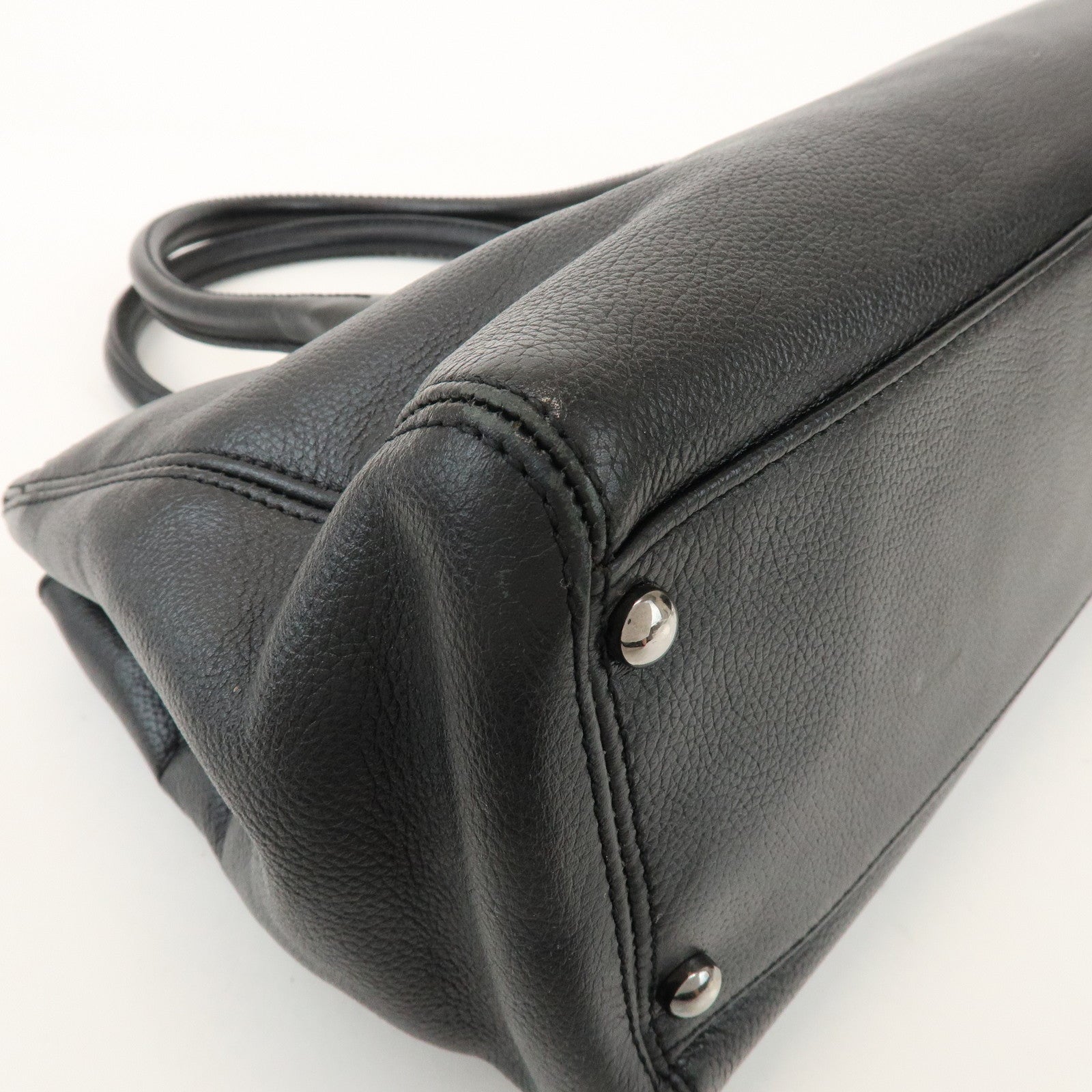 CHANEL 2.55 Calf Leather Executive Tote Bag Hand Bag Black