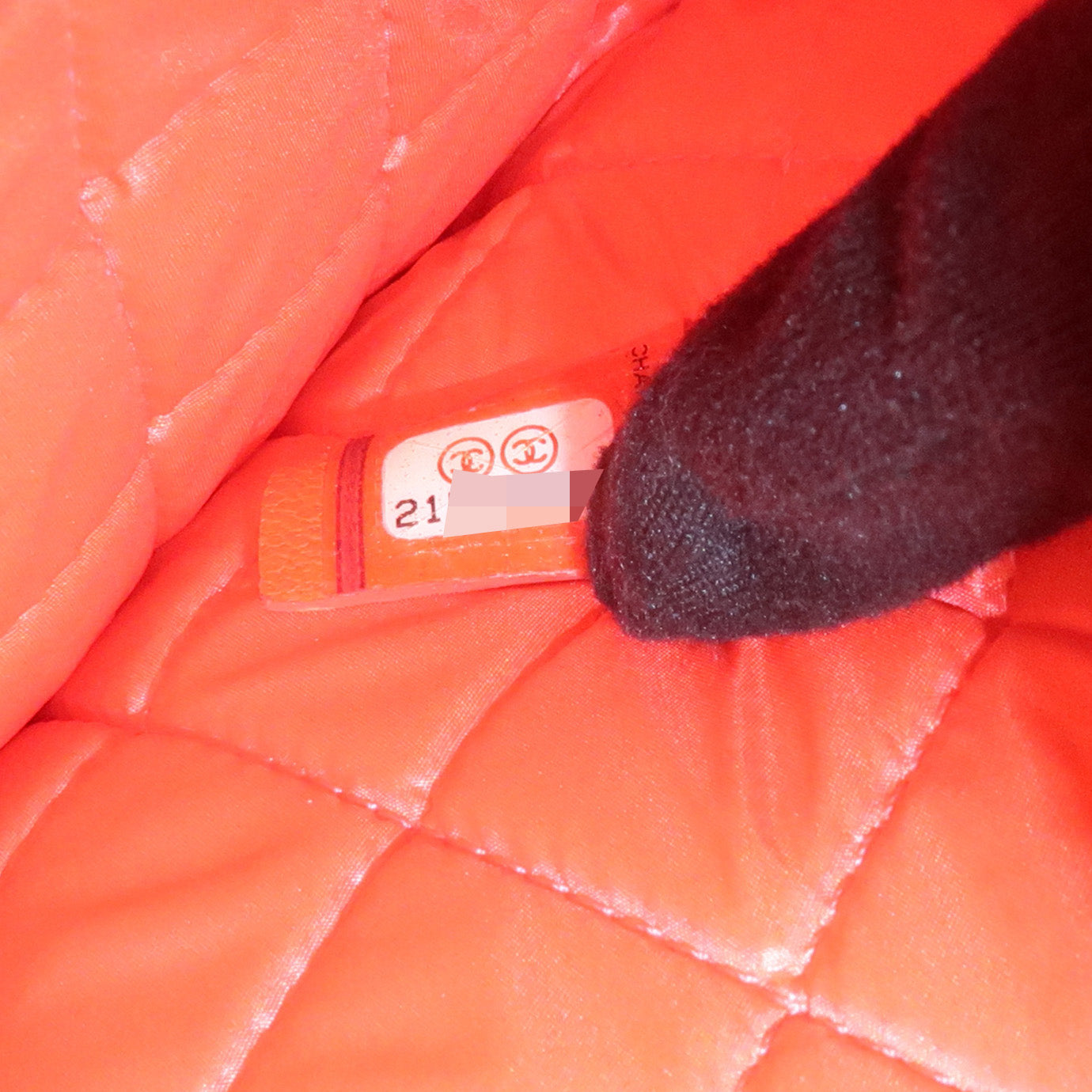 CHANEL COCO Mark Matelasse Velour Leather Clutch Bag Orange