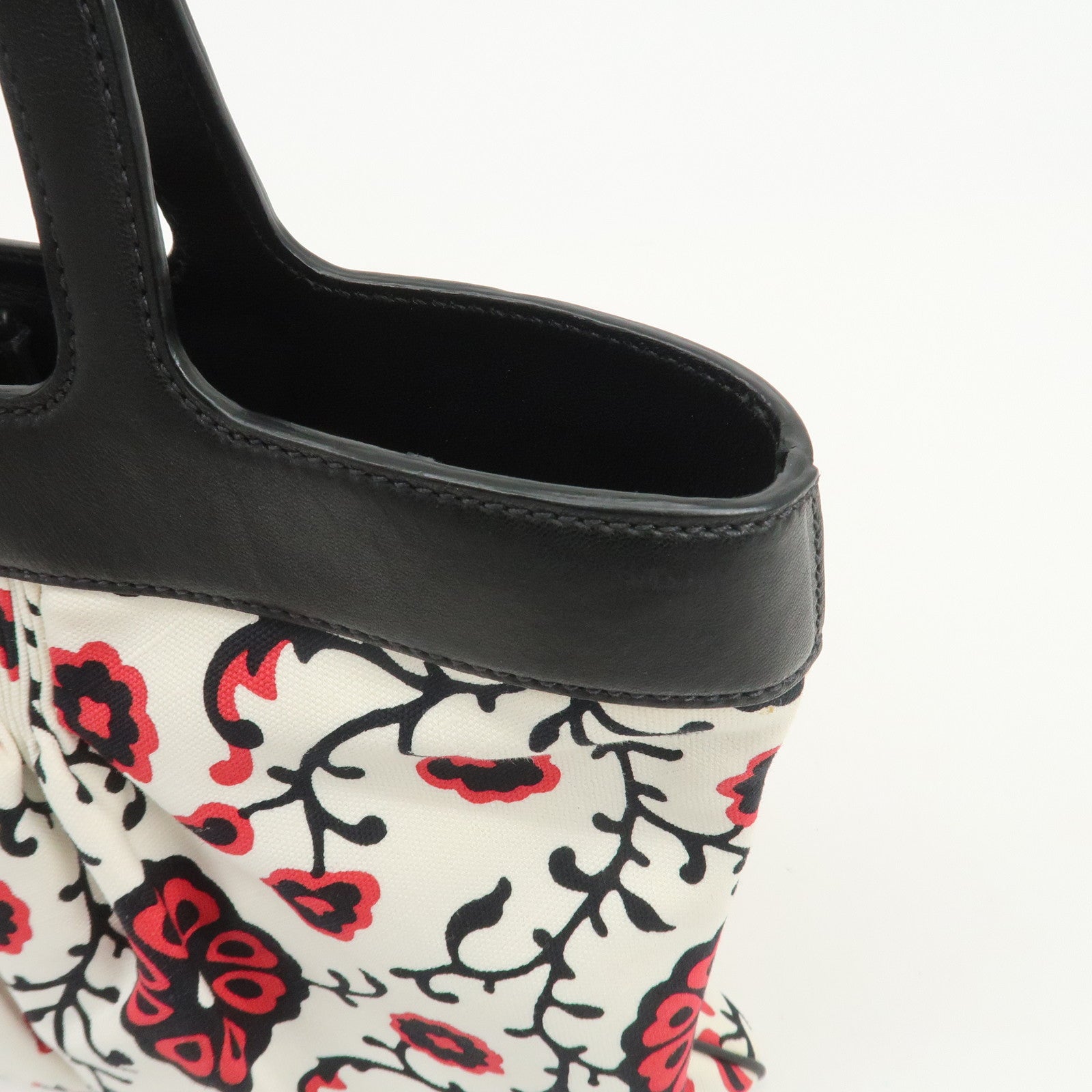 MIU MIU Flower Print 2Way Hand Bag Japan Limited White Black Red
