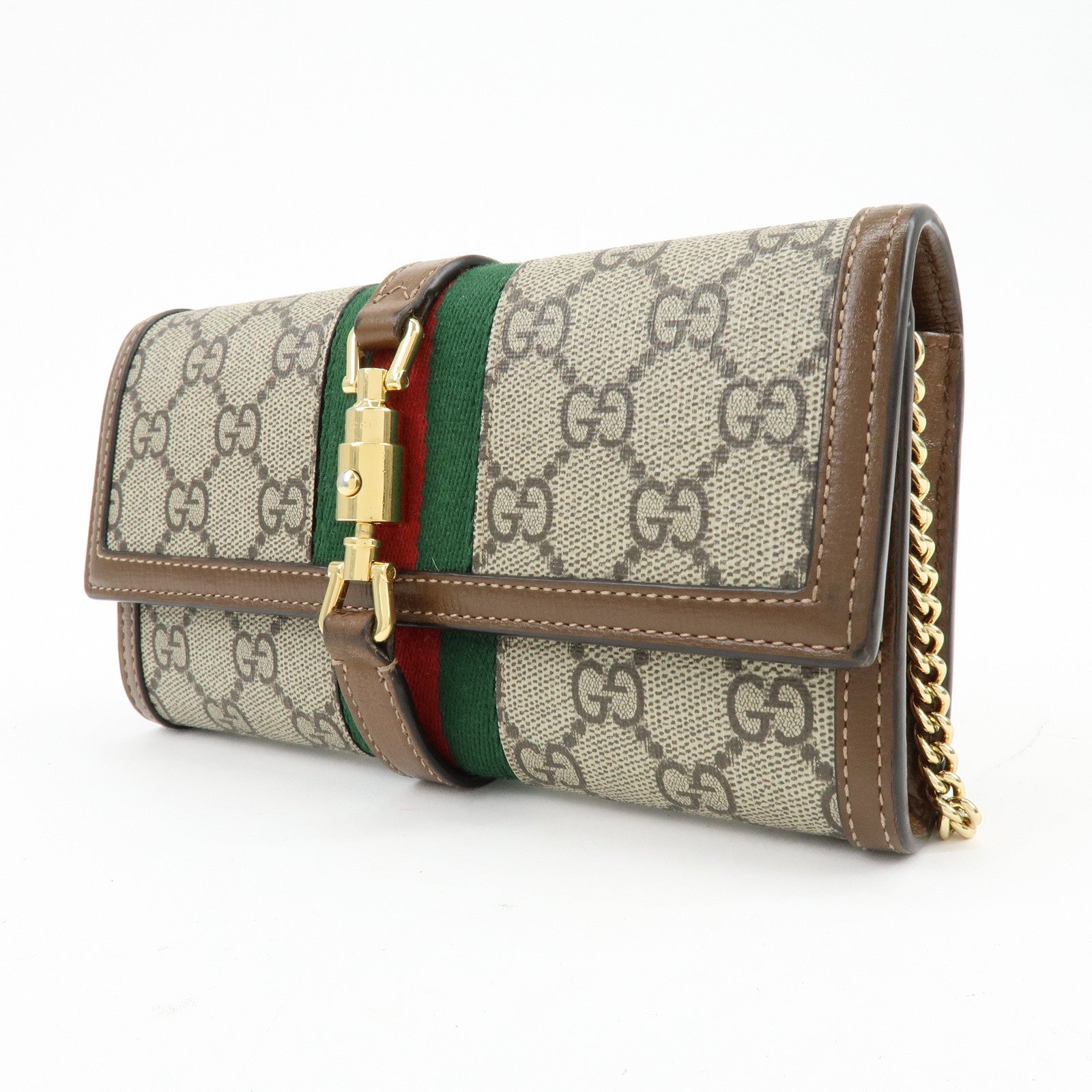 GUCCI Jackie 1961 Sherry GG Supreme Leather Chain Wallet Bag 652681
