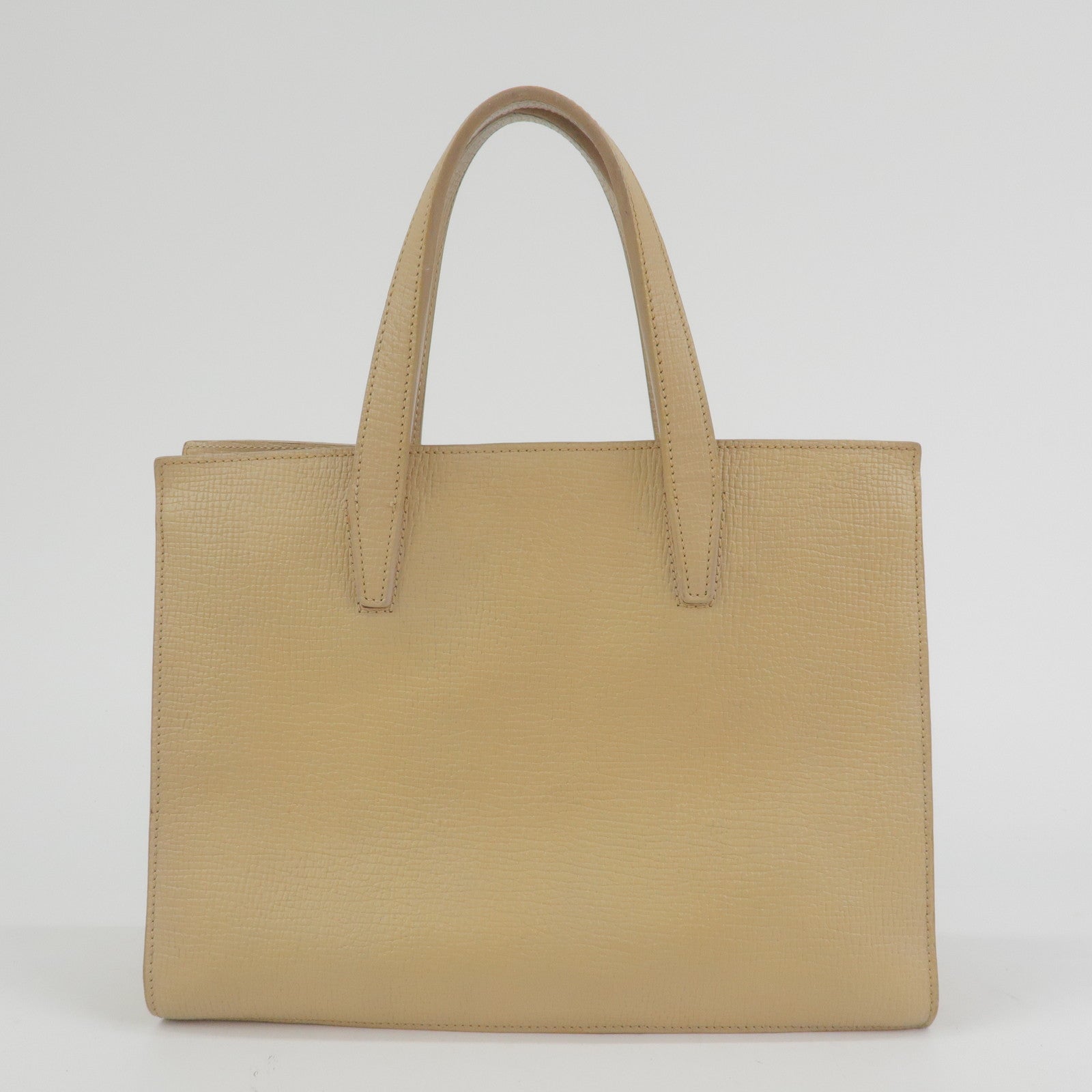LOEWE Anagram Embossed Leather Tote Bag Hand Bag Beige